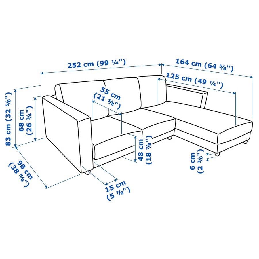 Sofás de tecido com chaise longues