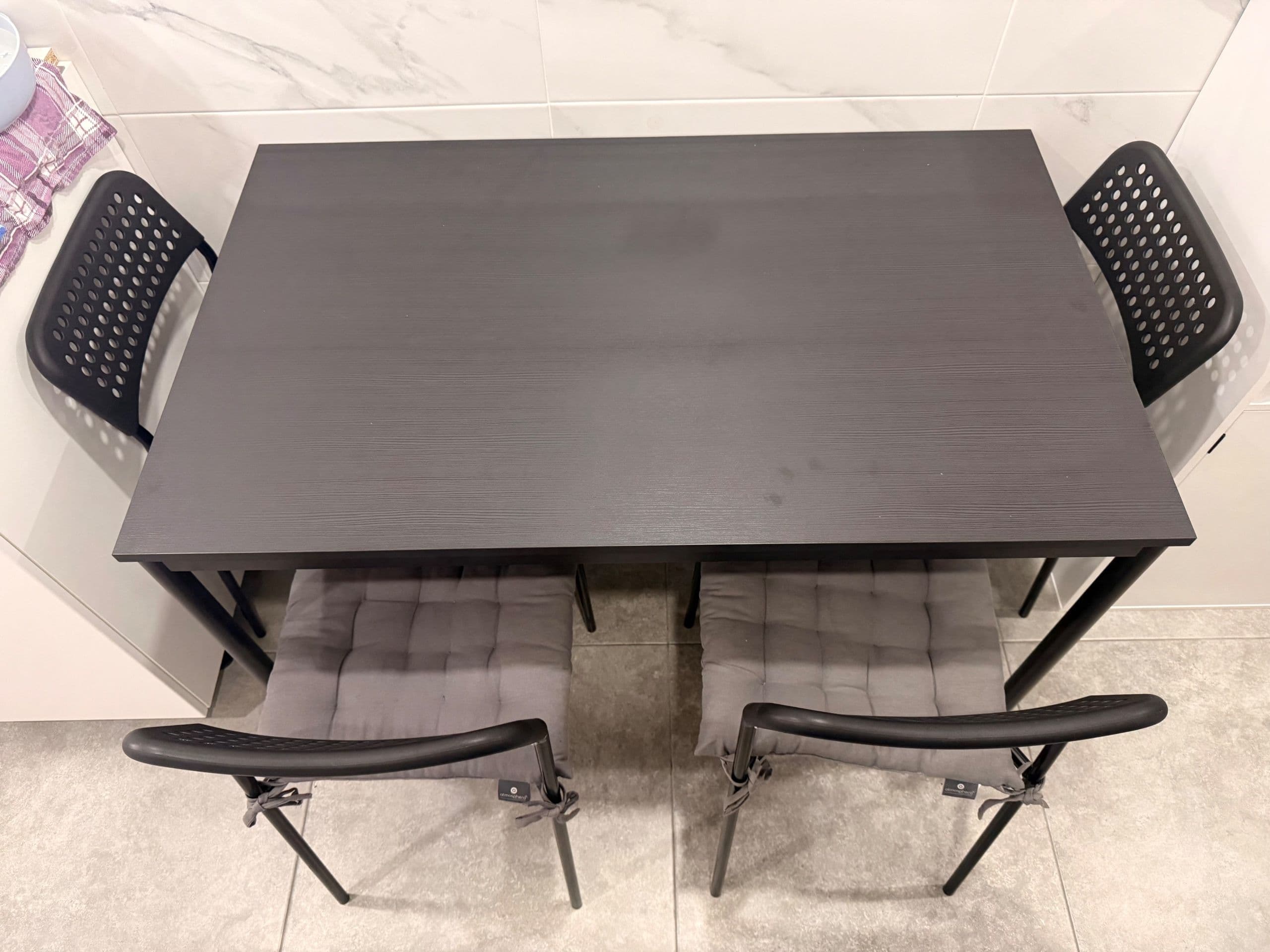 SANDSBERG table and 4 chairs, black black/black, 110x67 cm