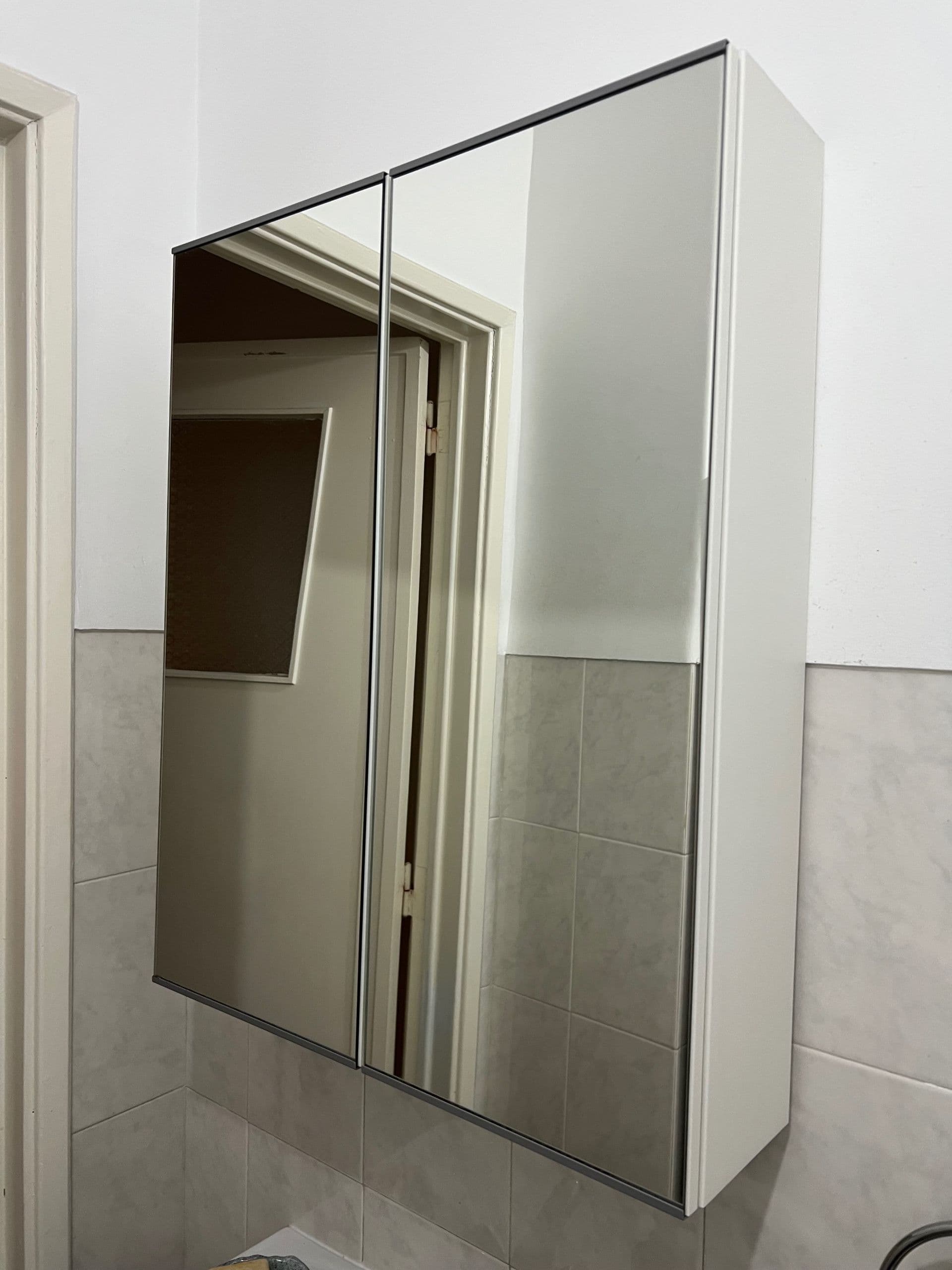 ENHET mirror cabinet with 2 doors, white, 60x17x75 cm