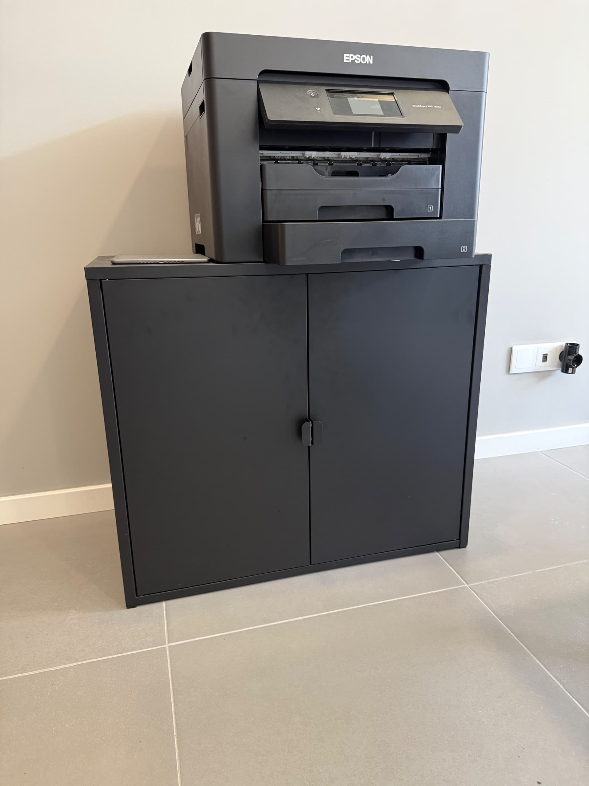 BROR Cabinet with 2 doors, black, Width: 76 cm