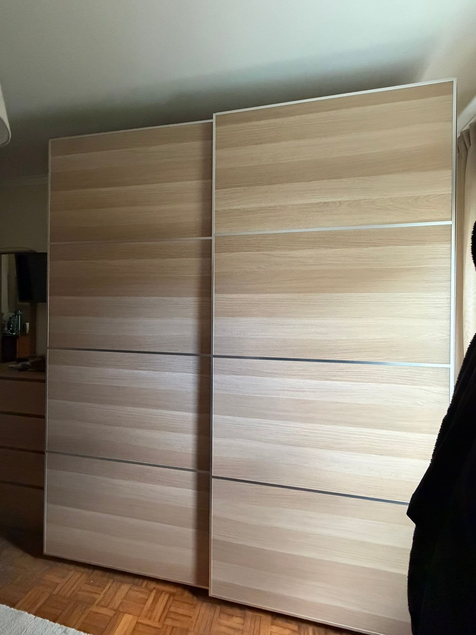 MEHAMN pair of sliding doors, double sided/white stained oak effect white, 200x236 cm