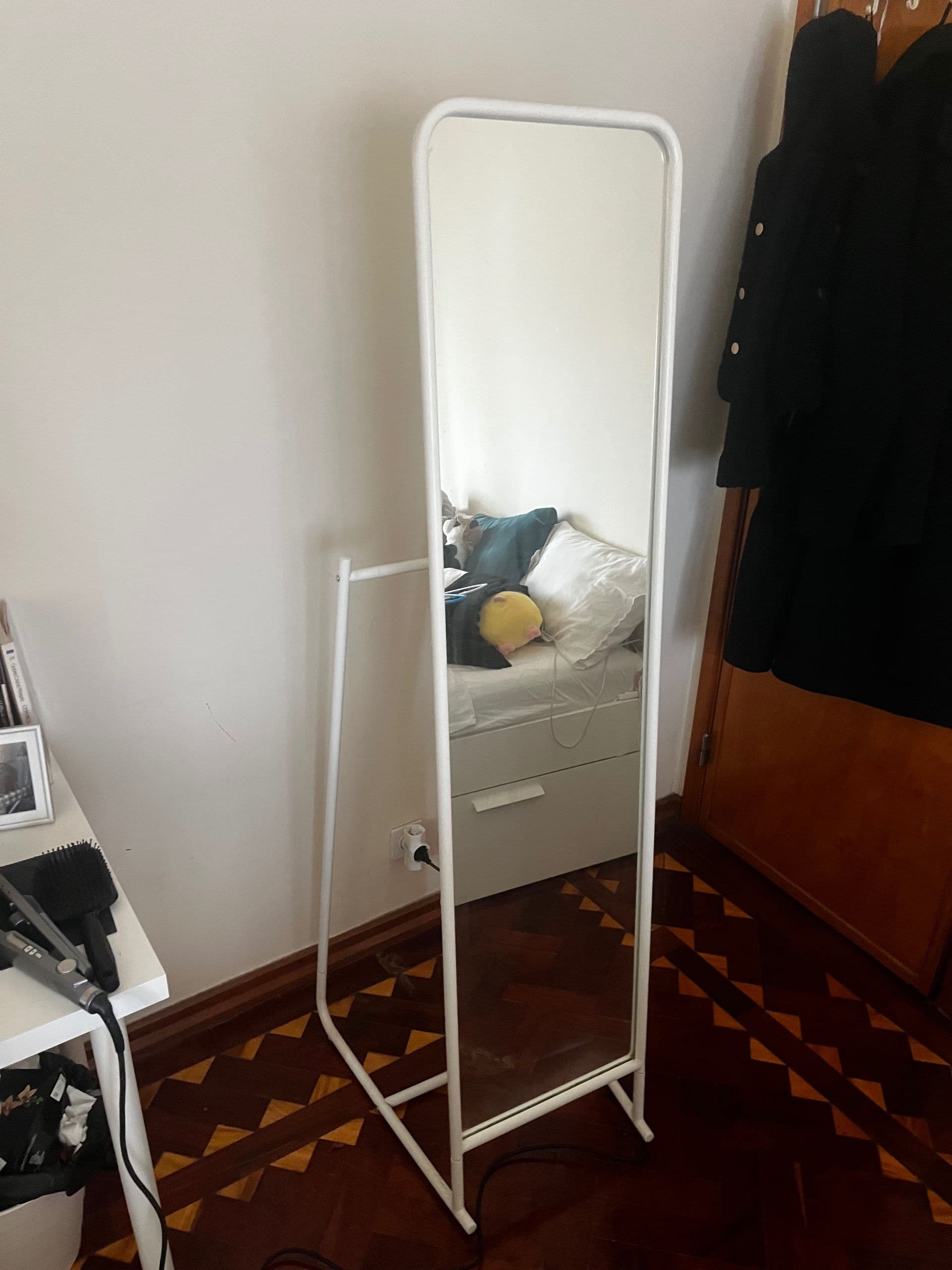 KNAPPER standing mirror, white, 48x160 cm