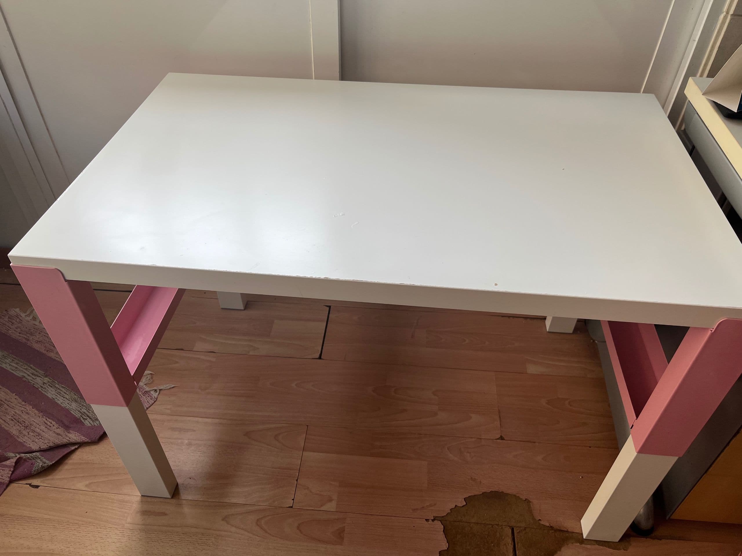 PÅHL desk, white/turquoise, 96x58 cm