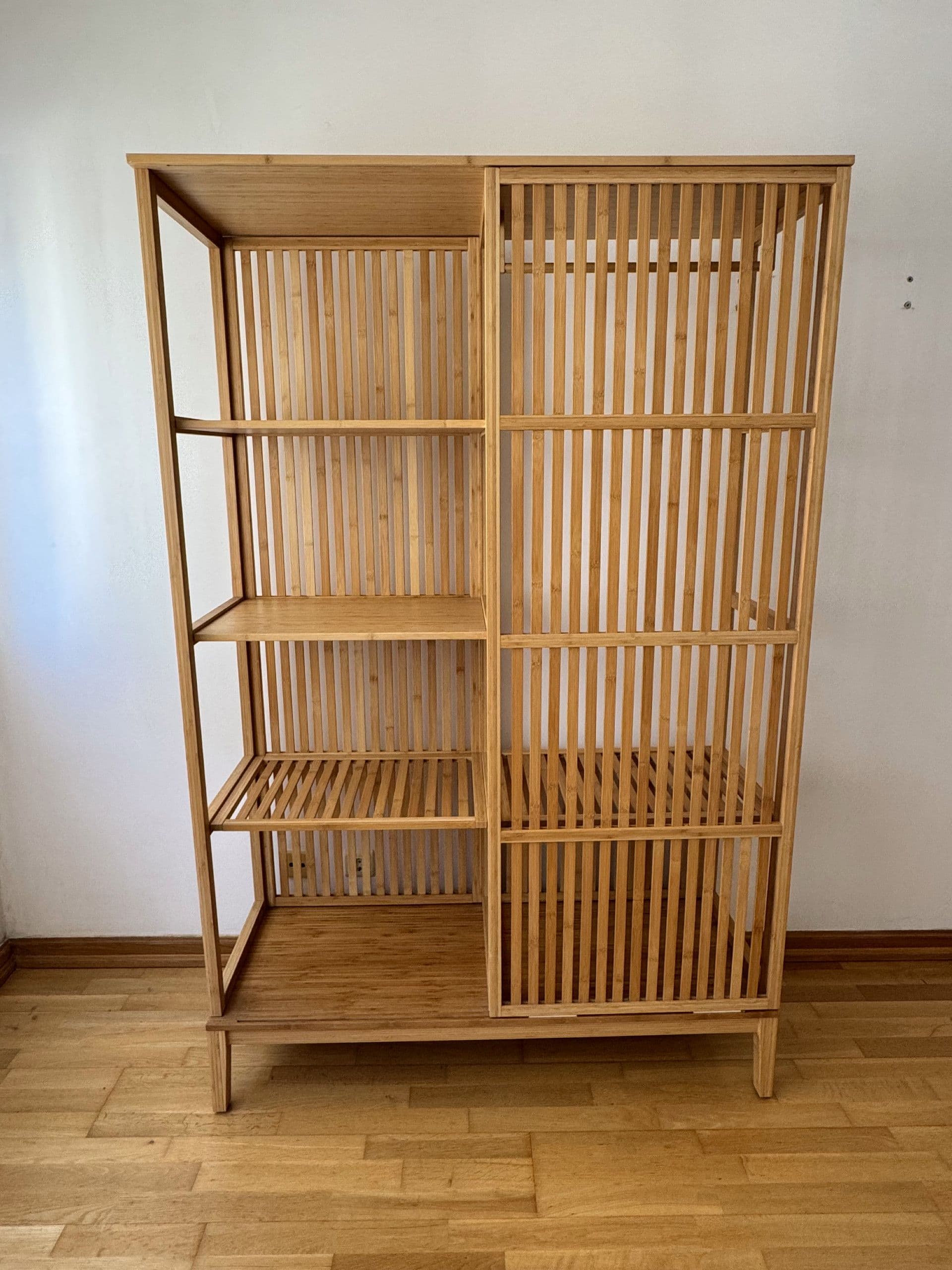 NORDKISA open wardrobe with sliding door, bamboo, 120x186 cm