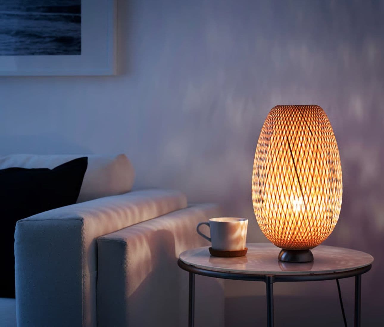 BÖJA Table lamp, nickel-plated, bamboo, Max.: 75 W