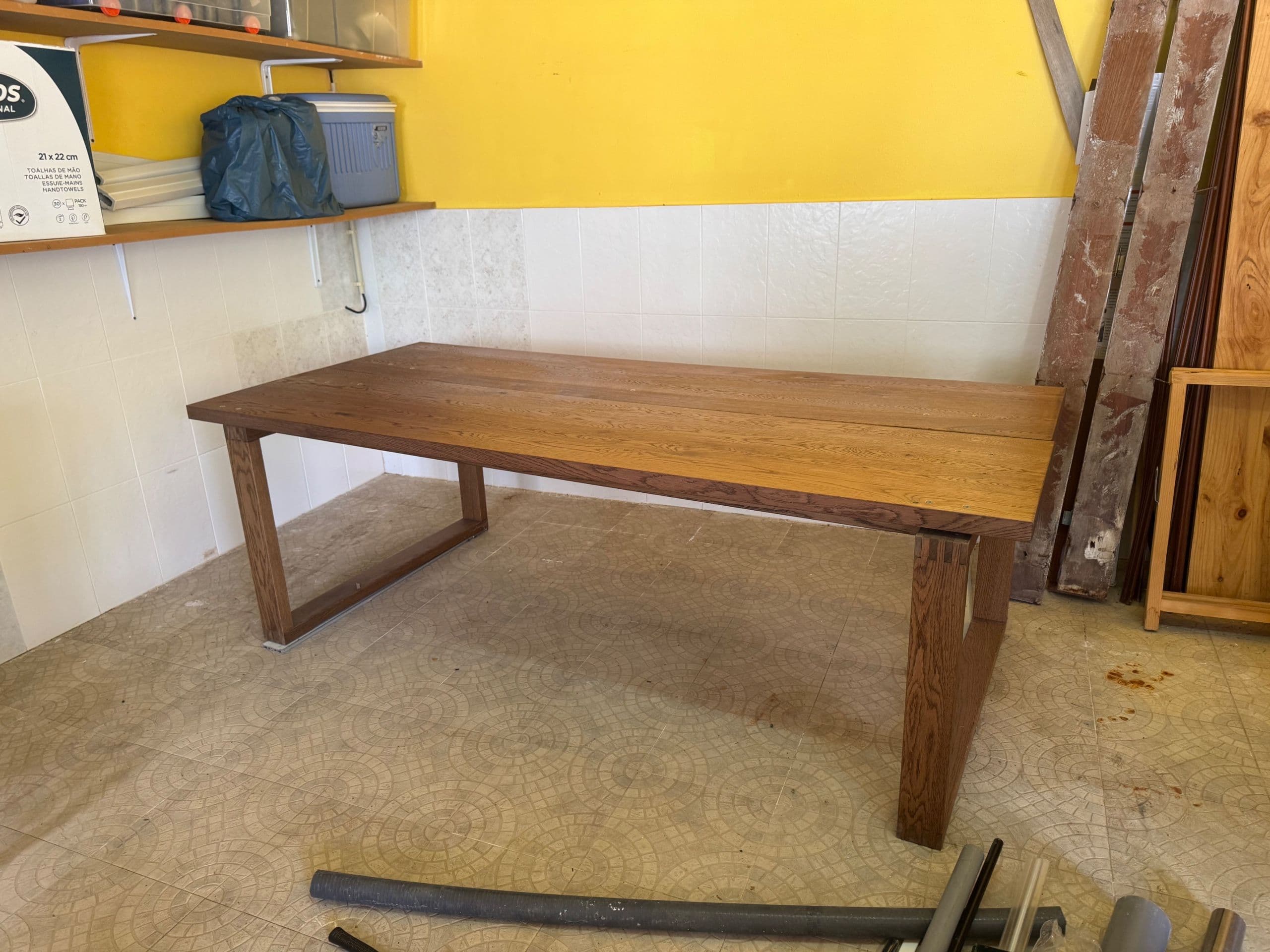 MÖRBYLÅNGA Table, oak veneer brown stained, Length: 220 cm