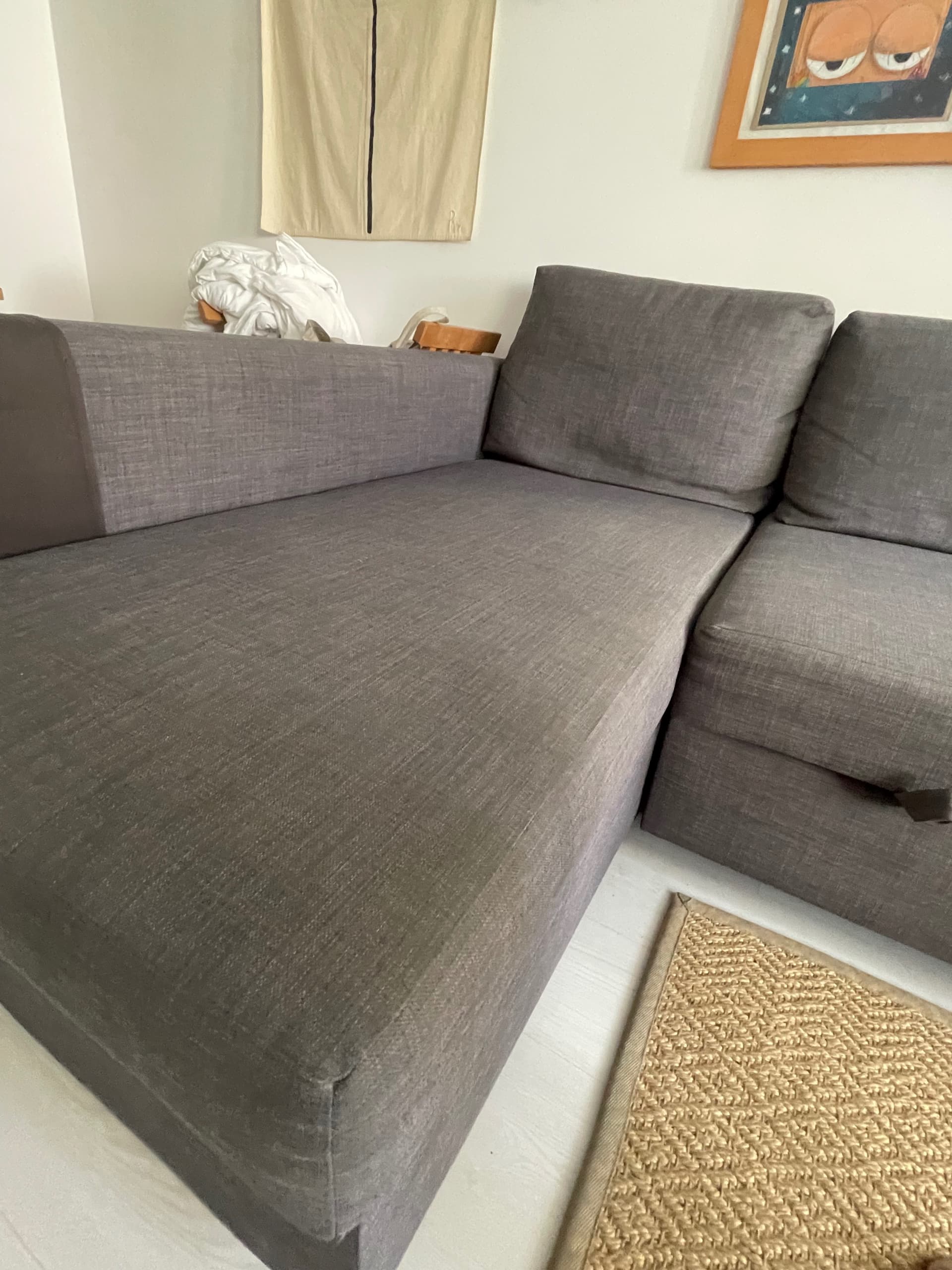 SOFÁS DE TECIDO corner sofa-bed with storage, Hyllie dark grey