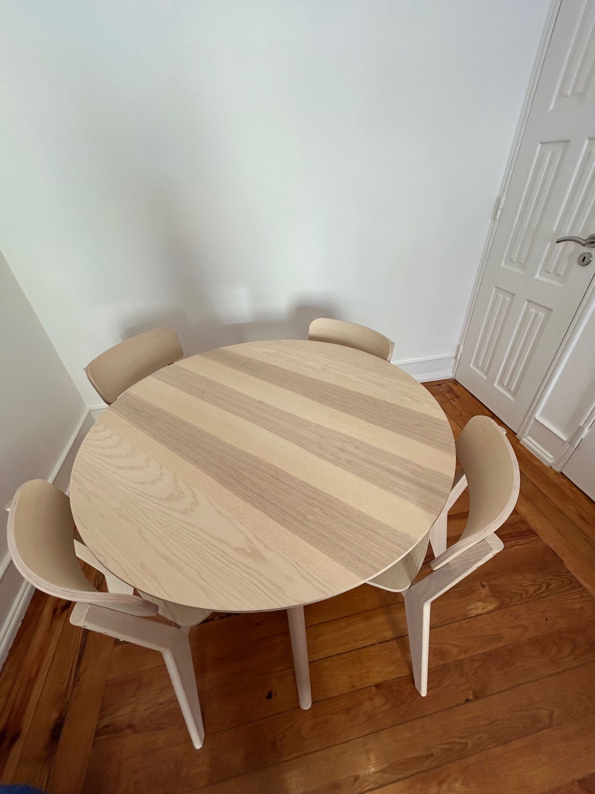 LISABO / LISABO table and 4 chairs, ash veneer/ash, 105 cm
