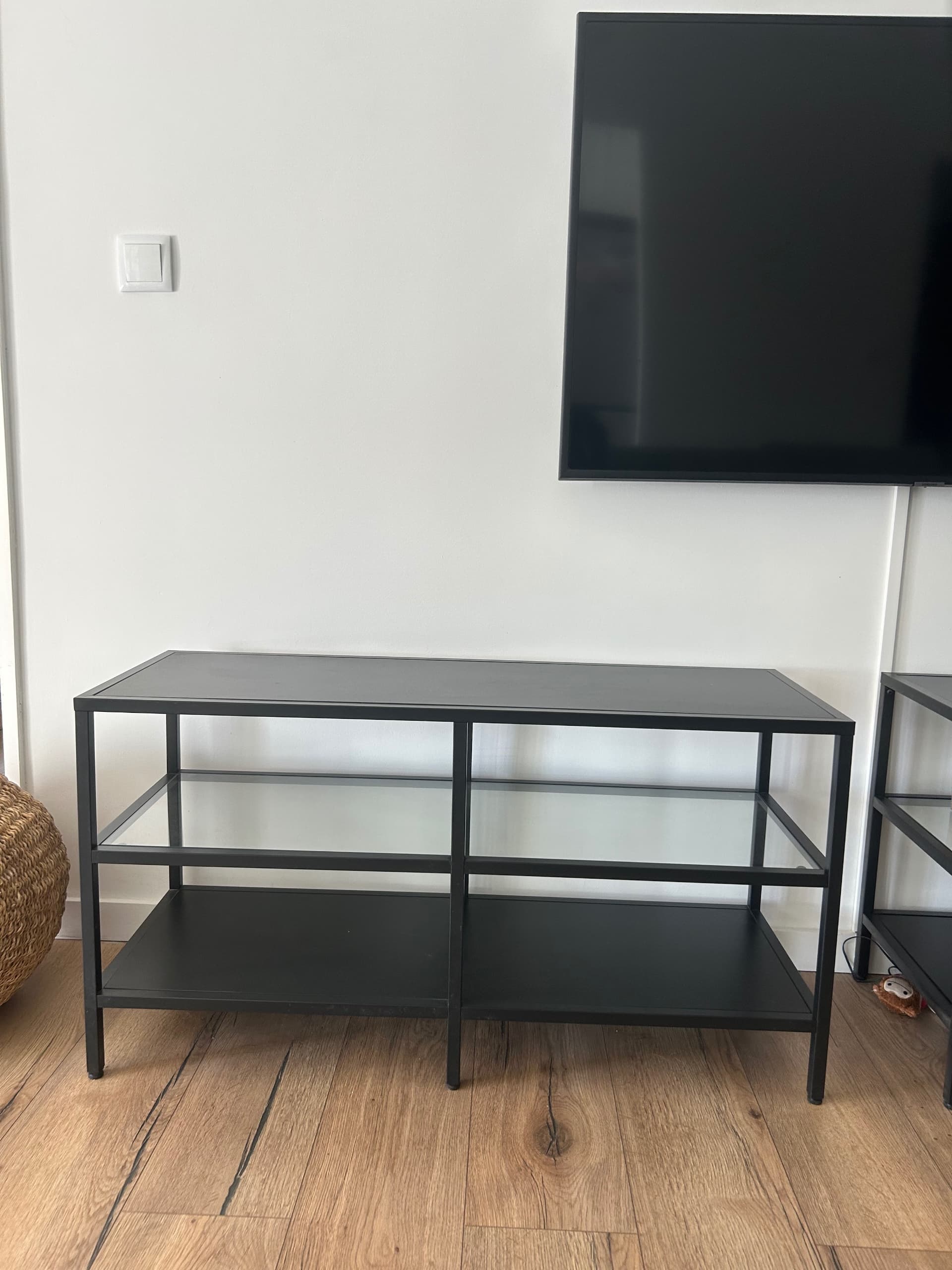 vittsjö combinação de arrumação, preto-castanho/vidro, 200x36x93 cm