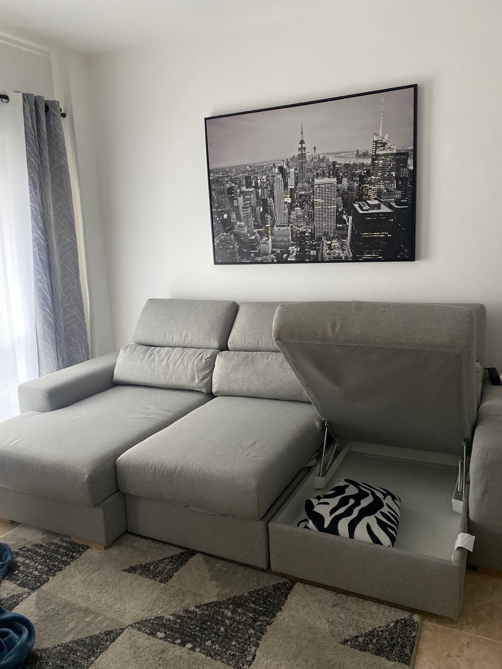 ISTABY 3-seat sofa w chaise longue, right, Tibbleby beige/grey