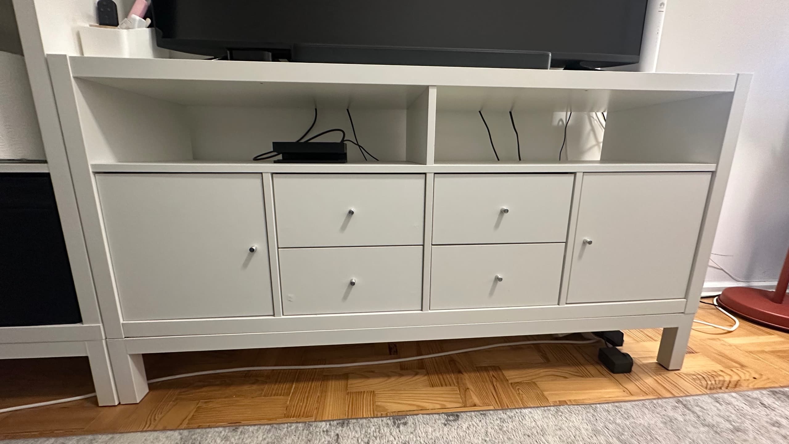 KALLAX TV storage combination, white, 147x39x60 cm