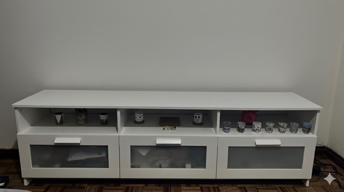 BRIMNES TV bench, white, 180x41x53 cm