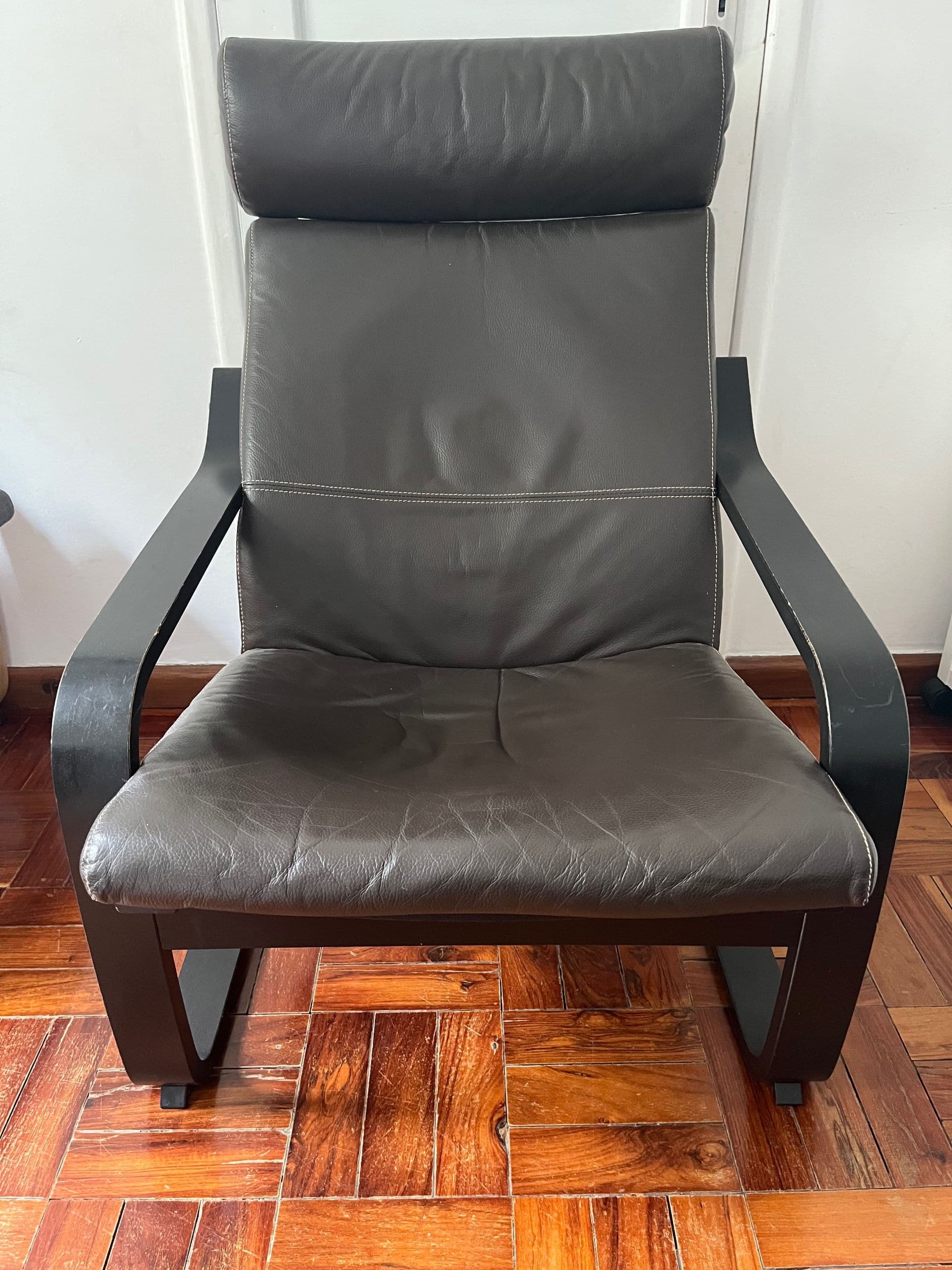 POÄNG armchair, black-brown/Glose dark brown