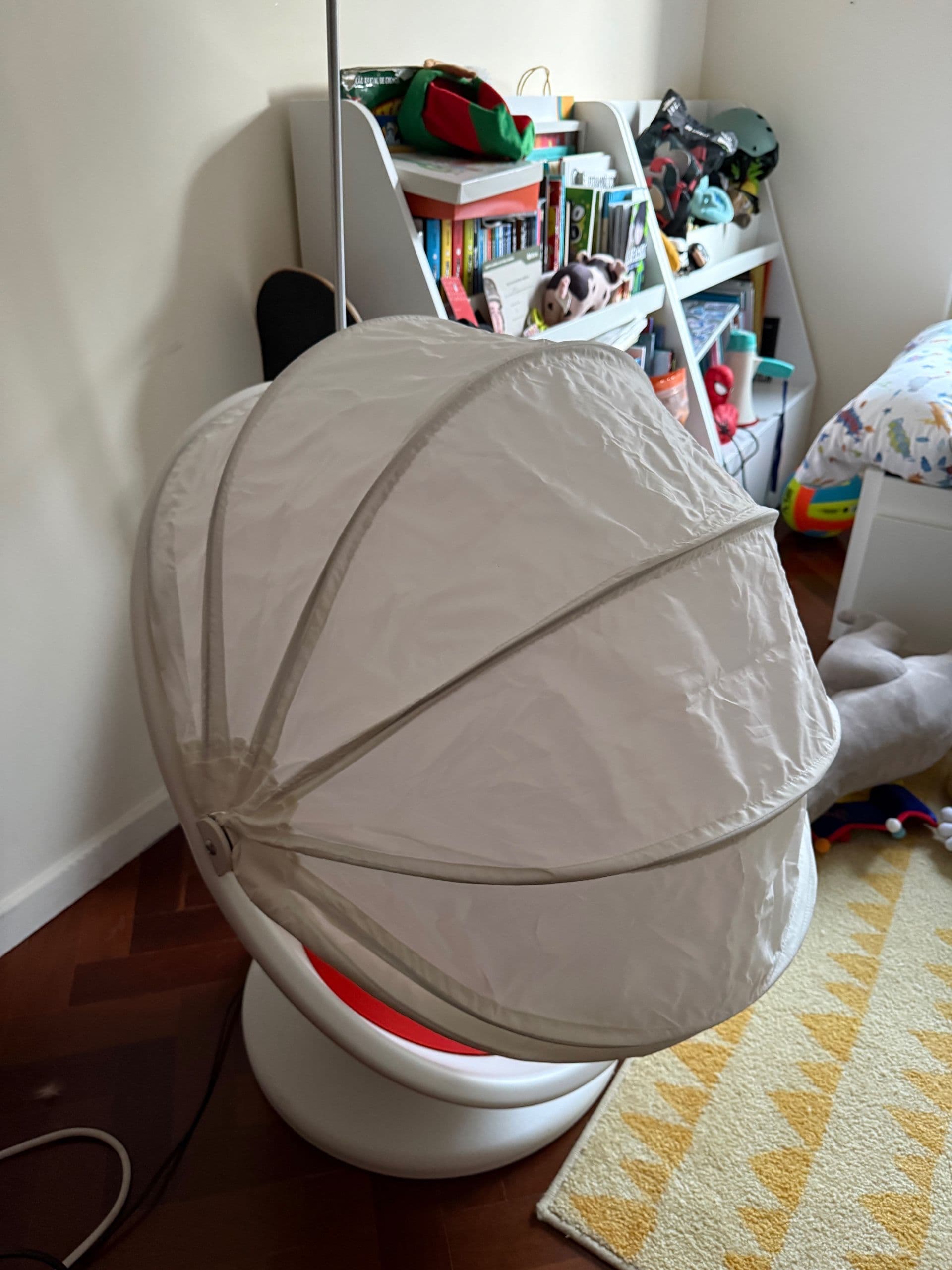 IKEA PS LÖMSK Swivel armchair, white, red, Width: 59 cm