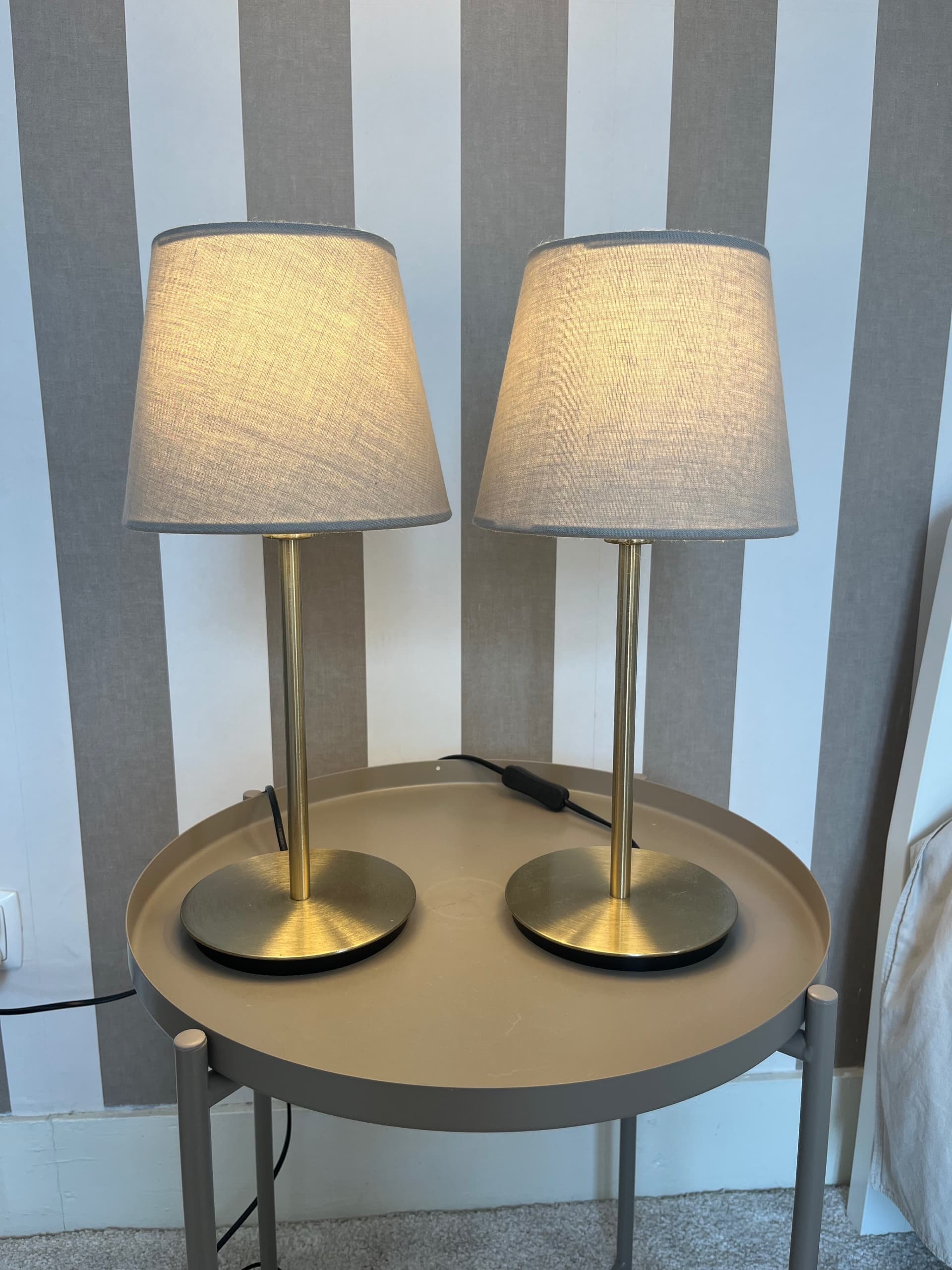 2 CANDEEIROS Abajur, cinz clr, 42 cm