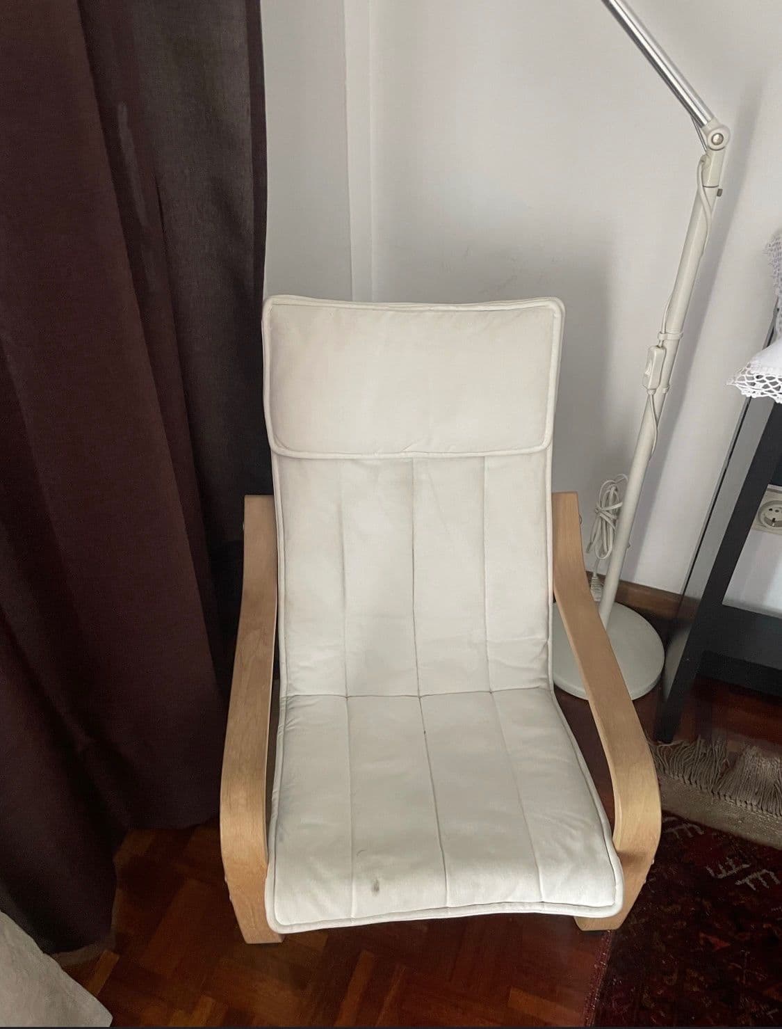 POÄNG children's armchair, birch veneer/Knisa light beige