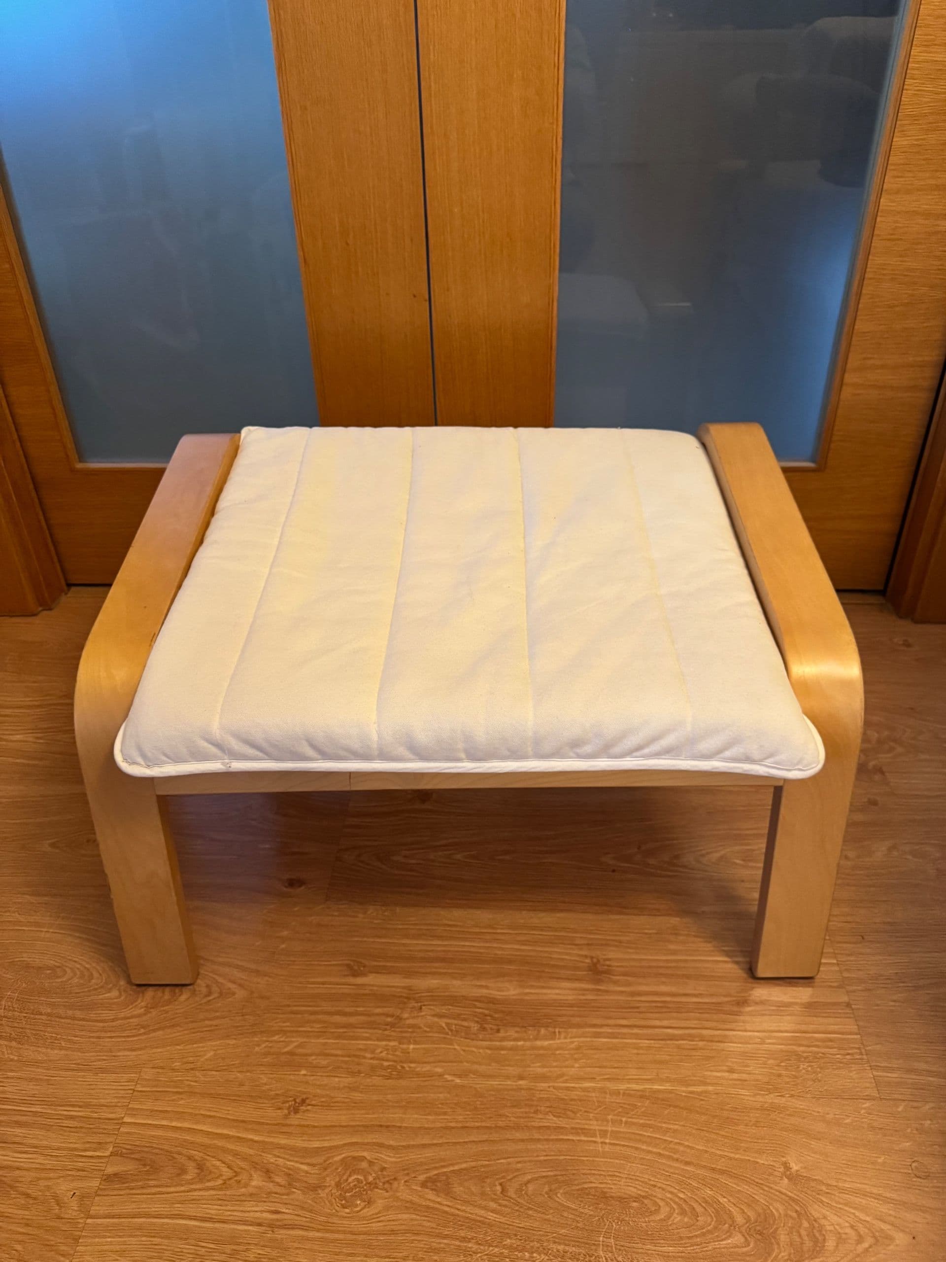 POÄNG footstool, birch veneer/Gunnared beige