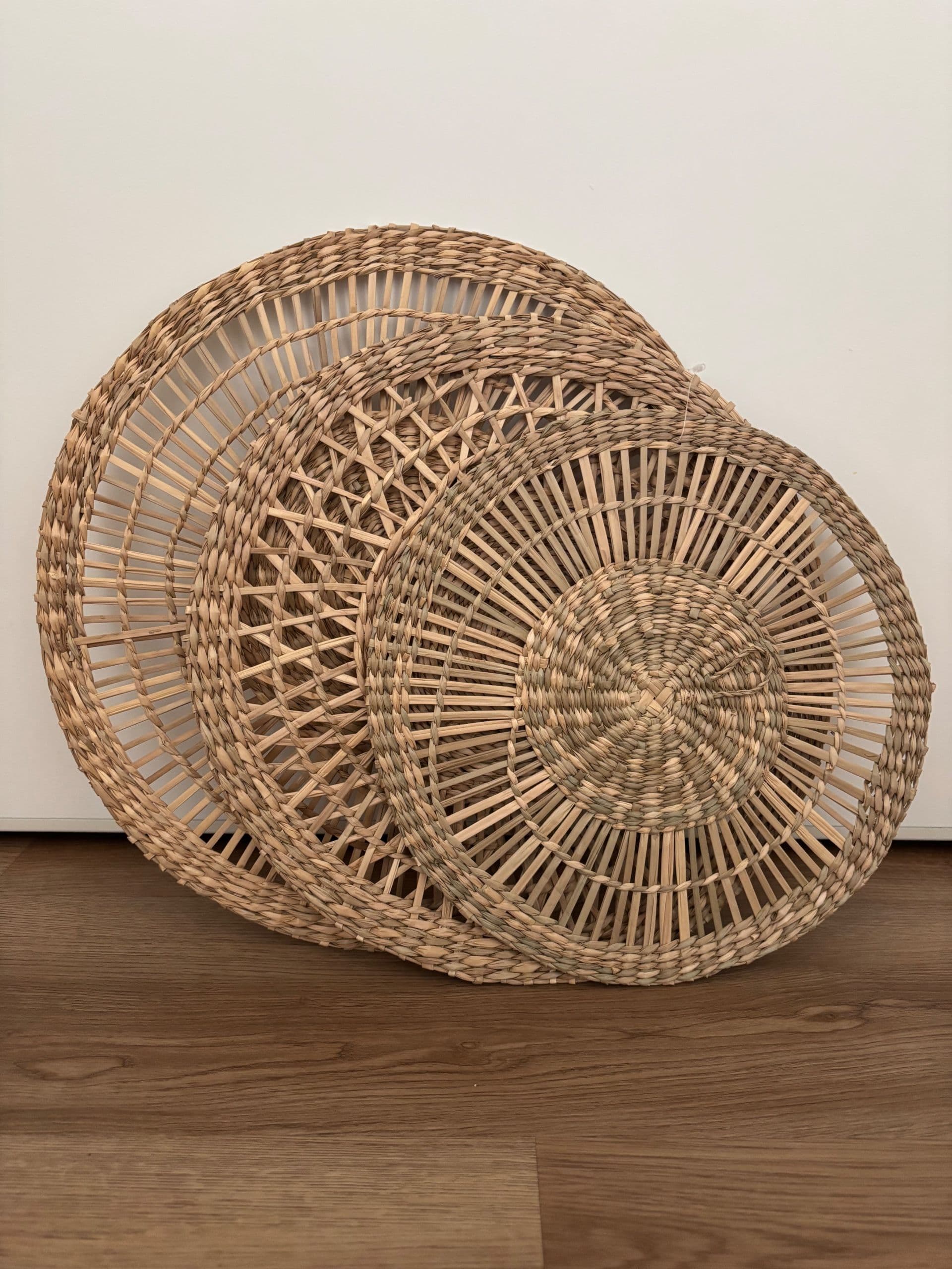 GILLSTAD wall decoration, set of 3, sedge handmade