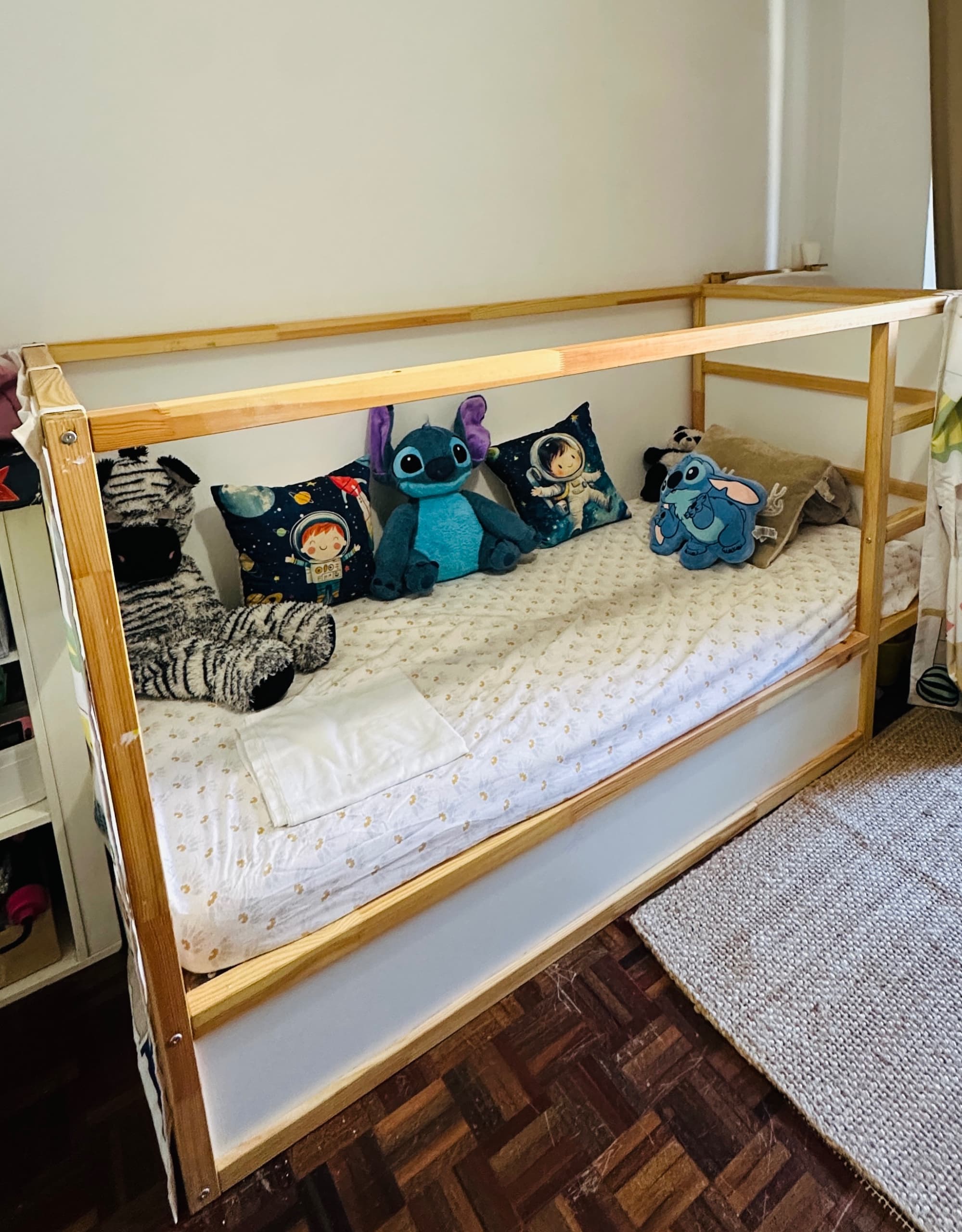 KURA Cama reversível, branco, pinho, 90x200 cm