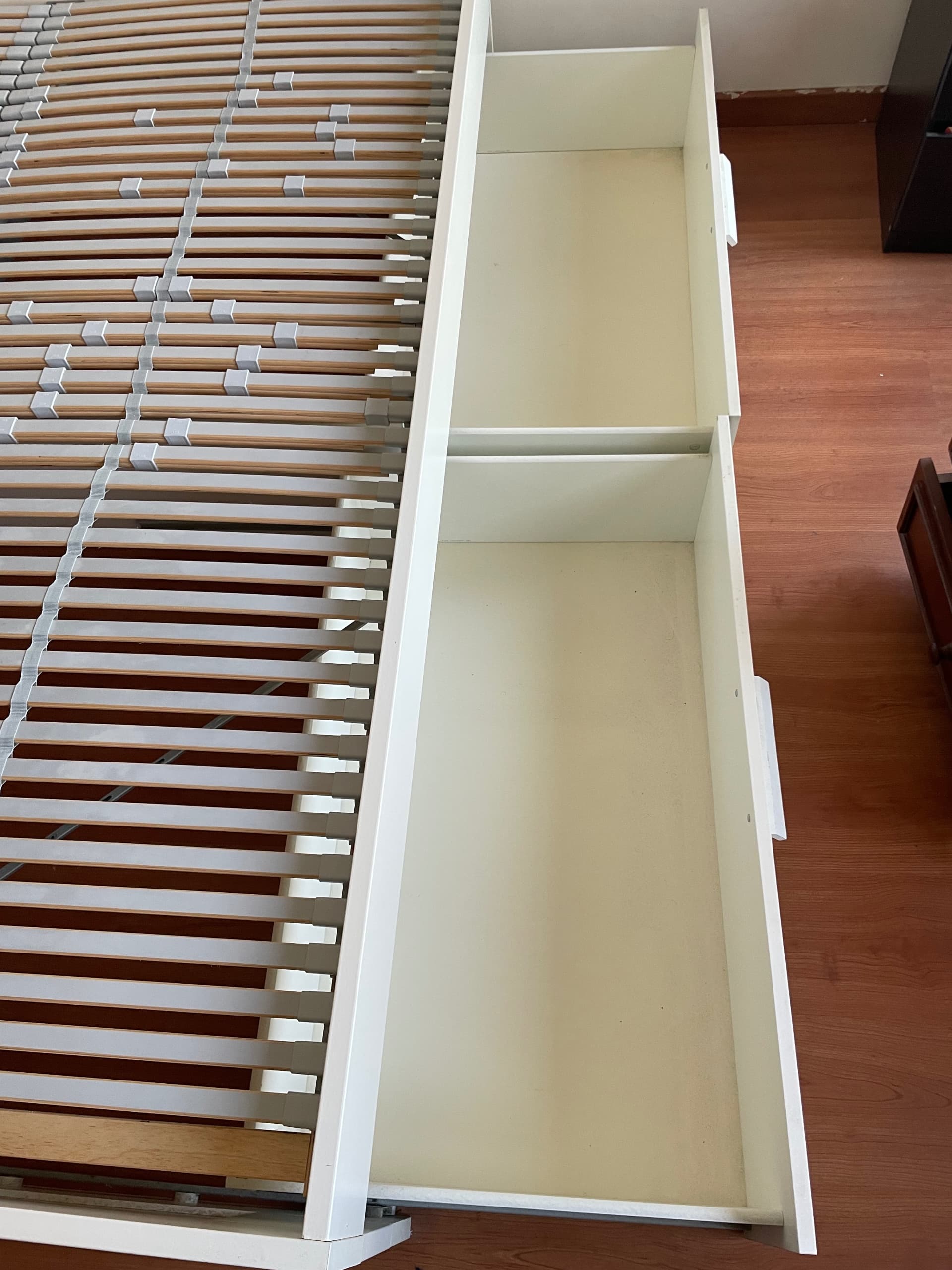 BRIMNES bed frame with storage, white/Luröy, 160x200 cm