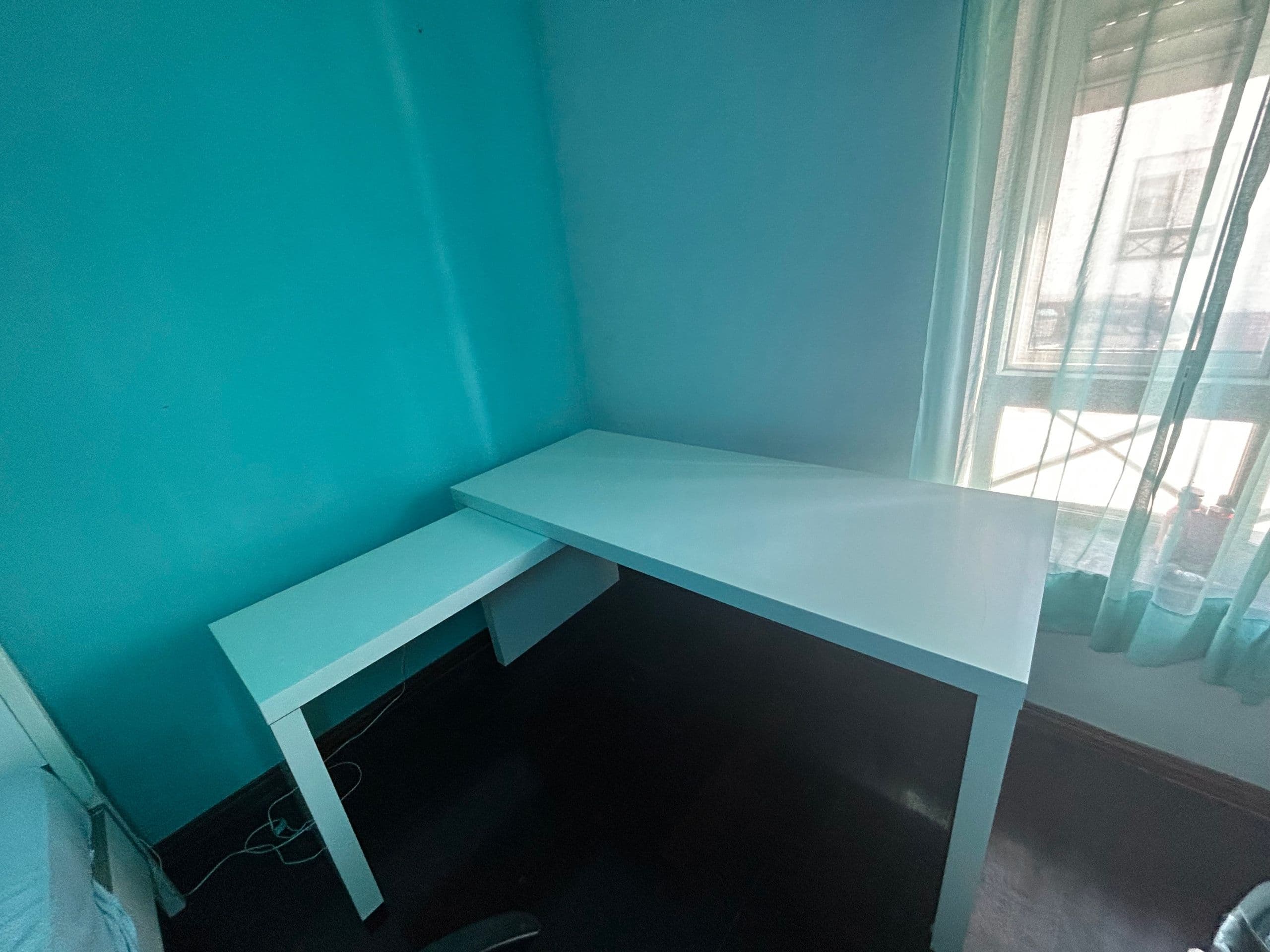 MALM Desk with pull-out panel, white, 151x65 cm
