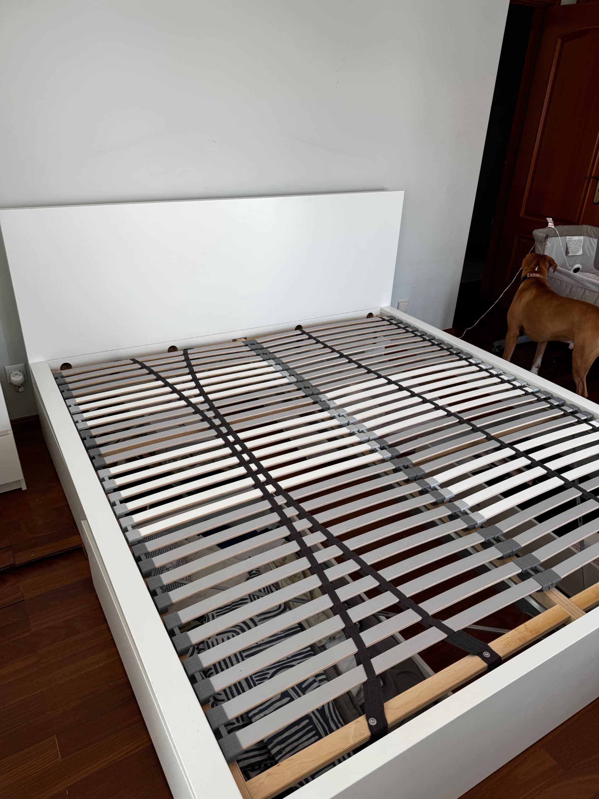 MALM 180X200 C/ 4 G bed frame, high, white/Luröy, 180x200 cm