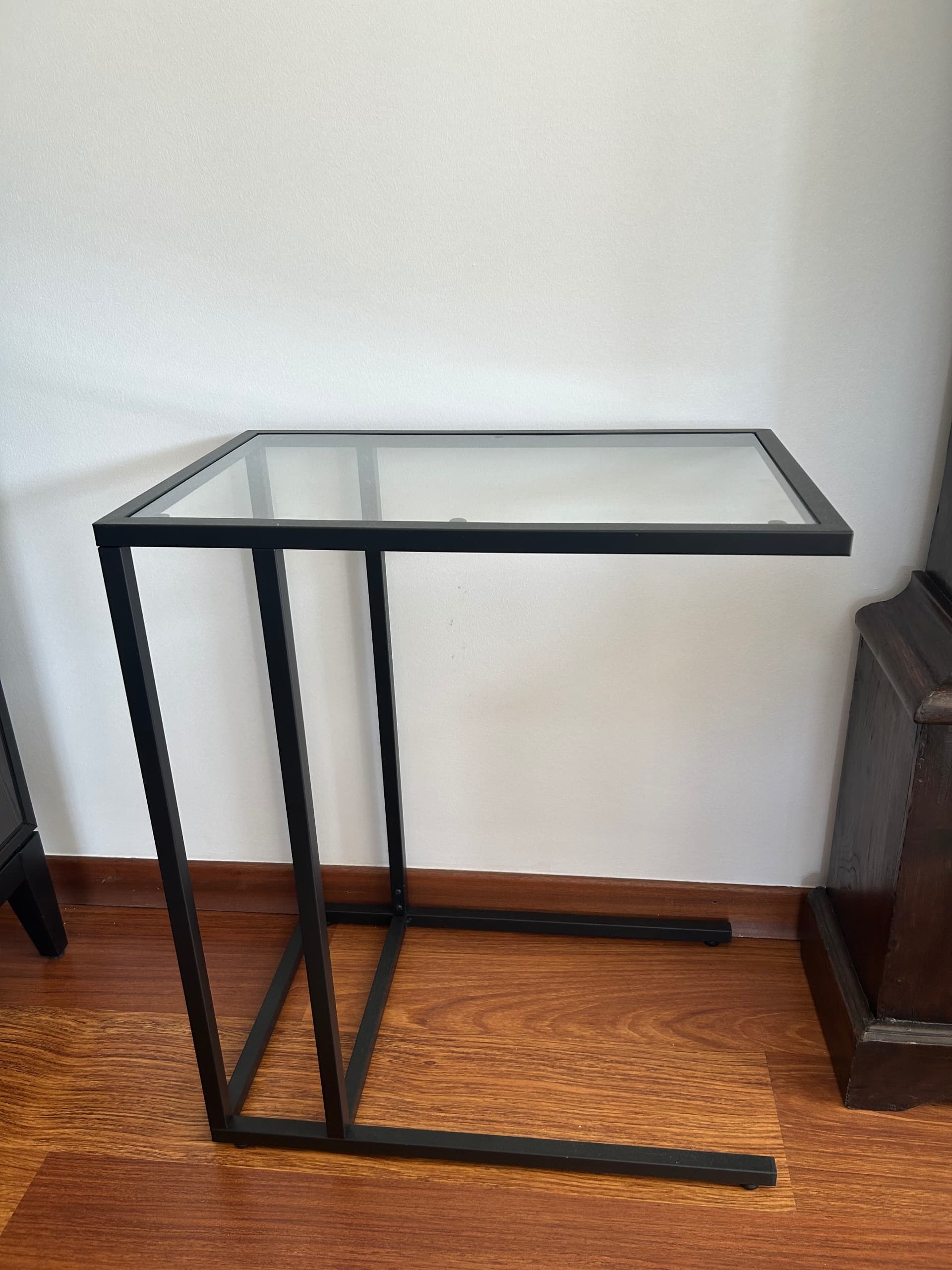VITTSJÖ Laptop stand, black-brown, glass, 35x65 cm