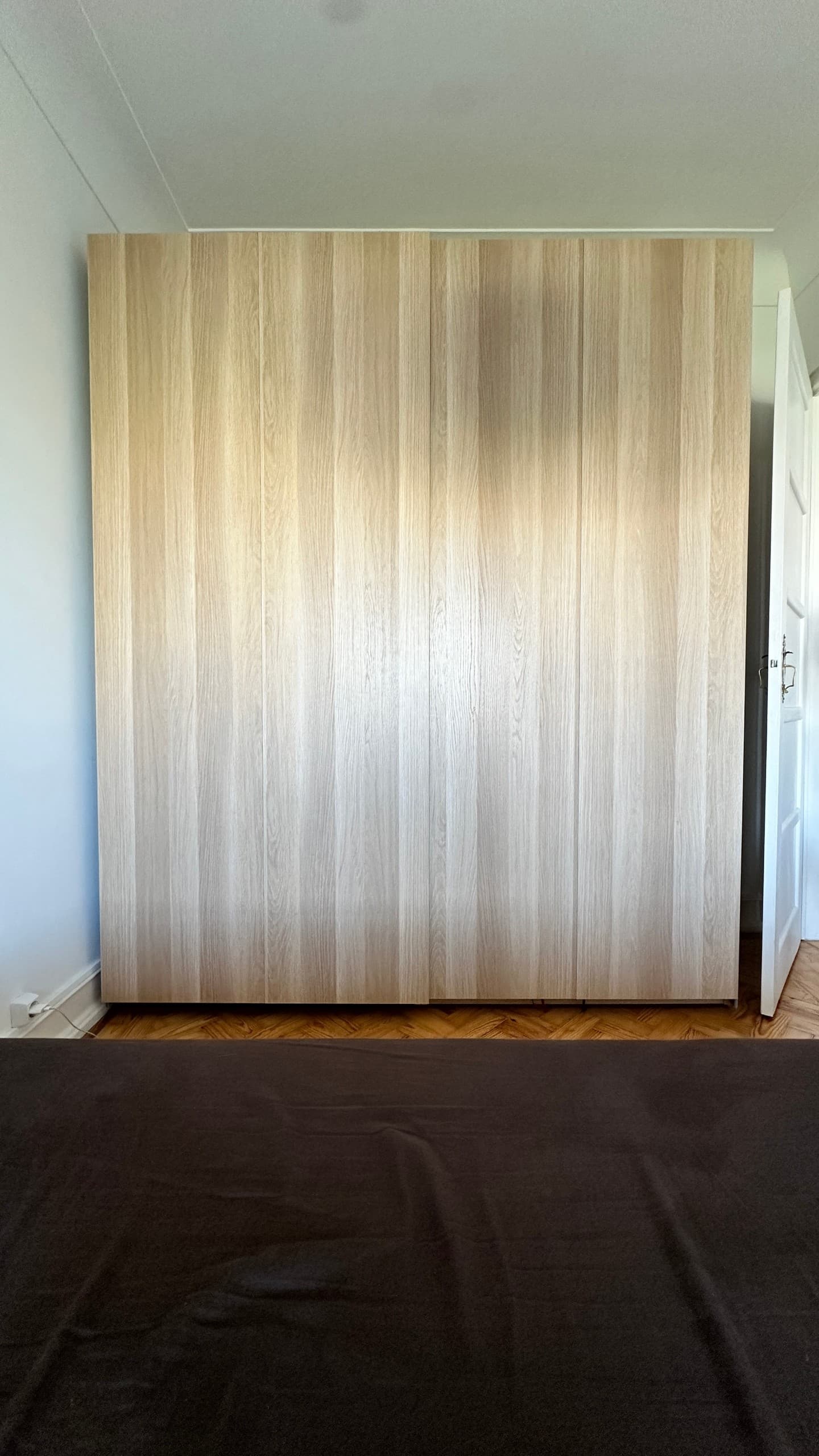 HASVIK pair of sliding doors, white stained oak effect, 200x236 cm