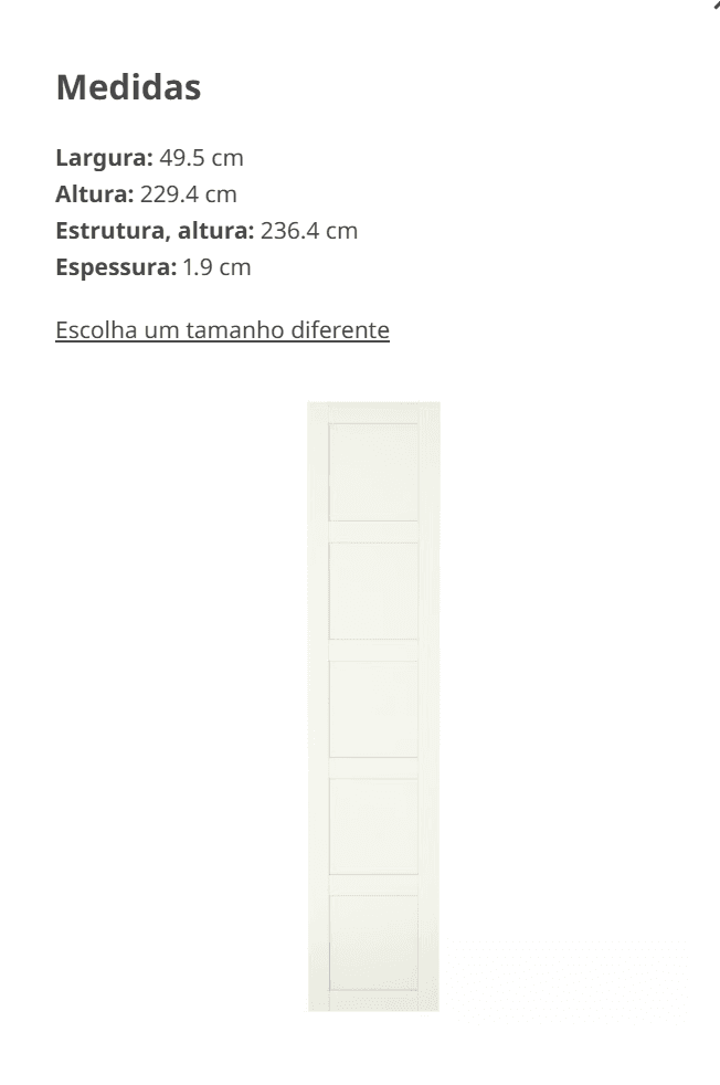BERGSBO Door, white, 50x229 cm