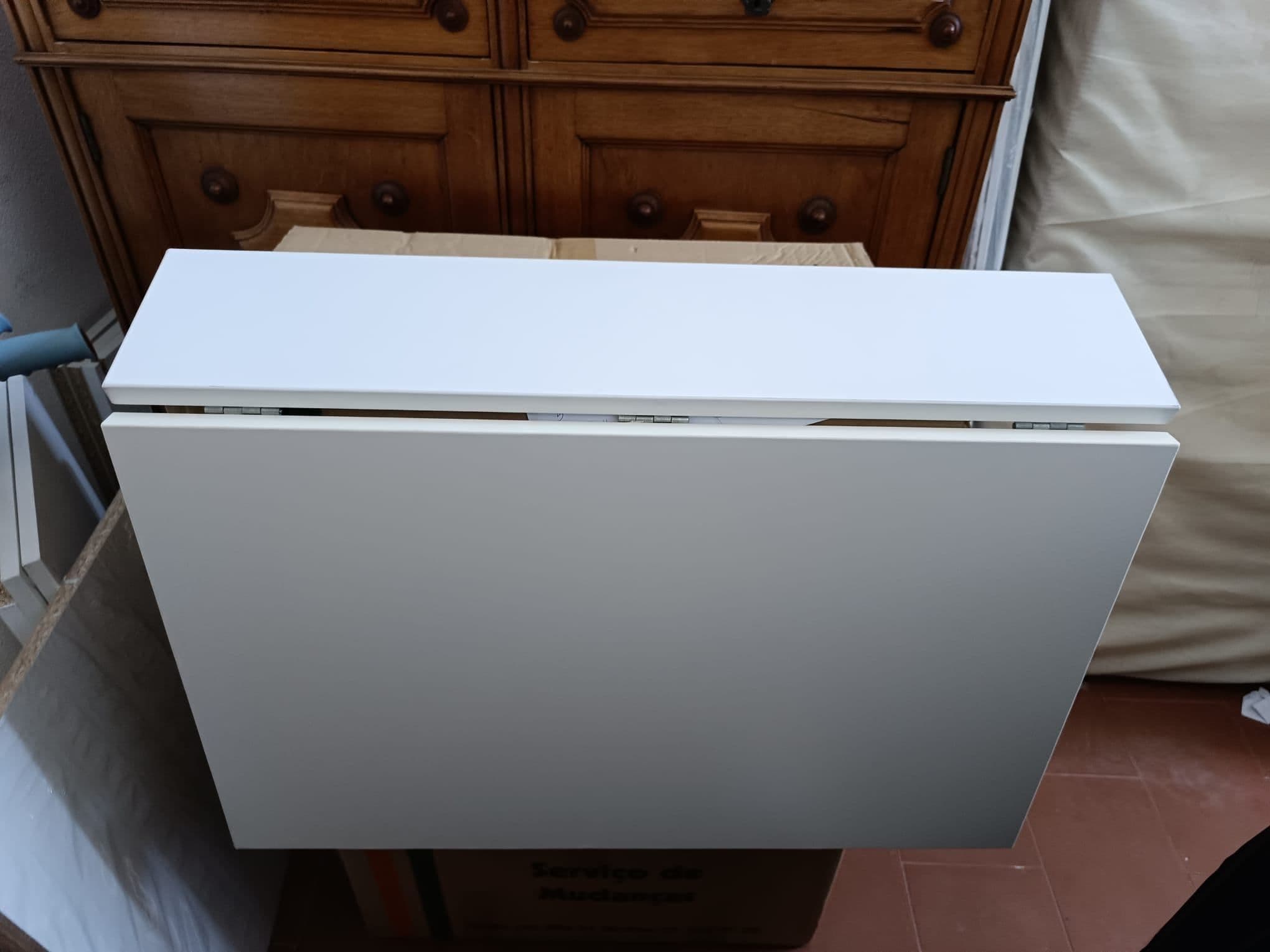 NORBERG Wall-mounted drop-leaf table, white, Width: 74 cm