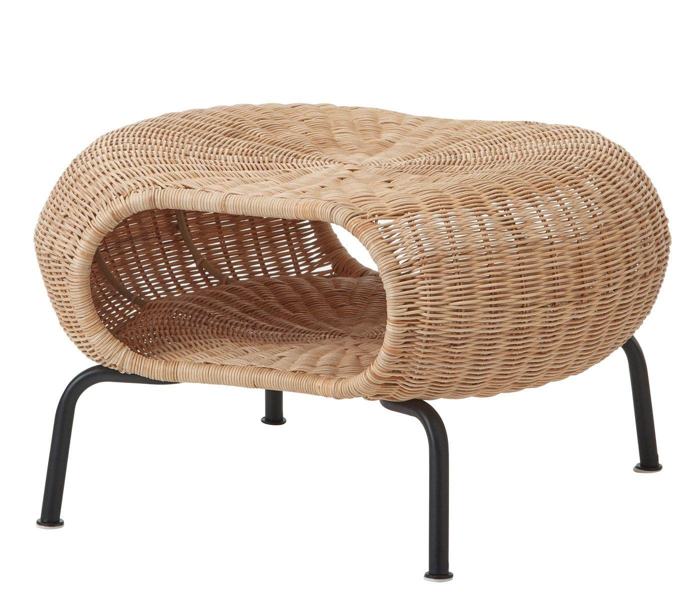 GAMLEHULT Footstool with storage, rattan, anthracite, Height: 36 cm
