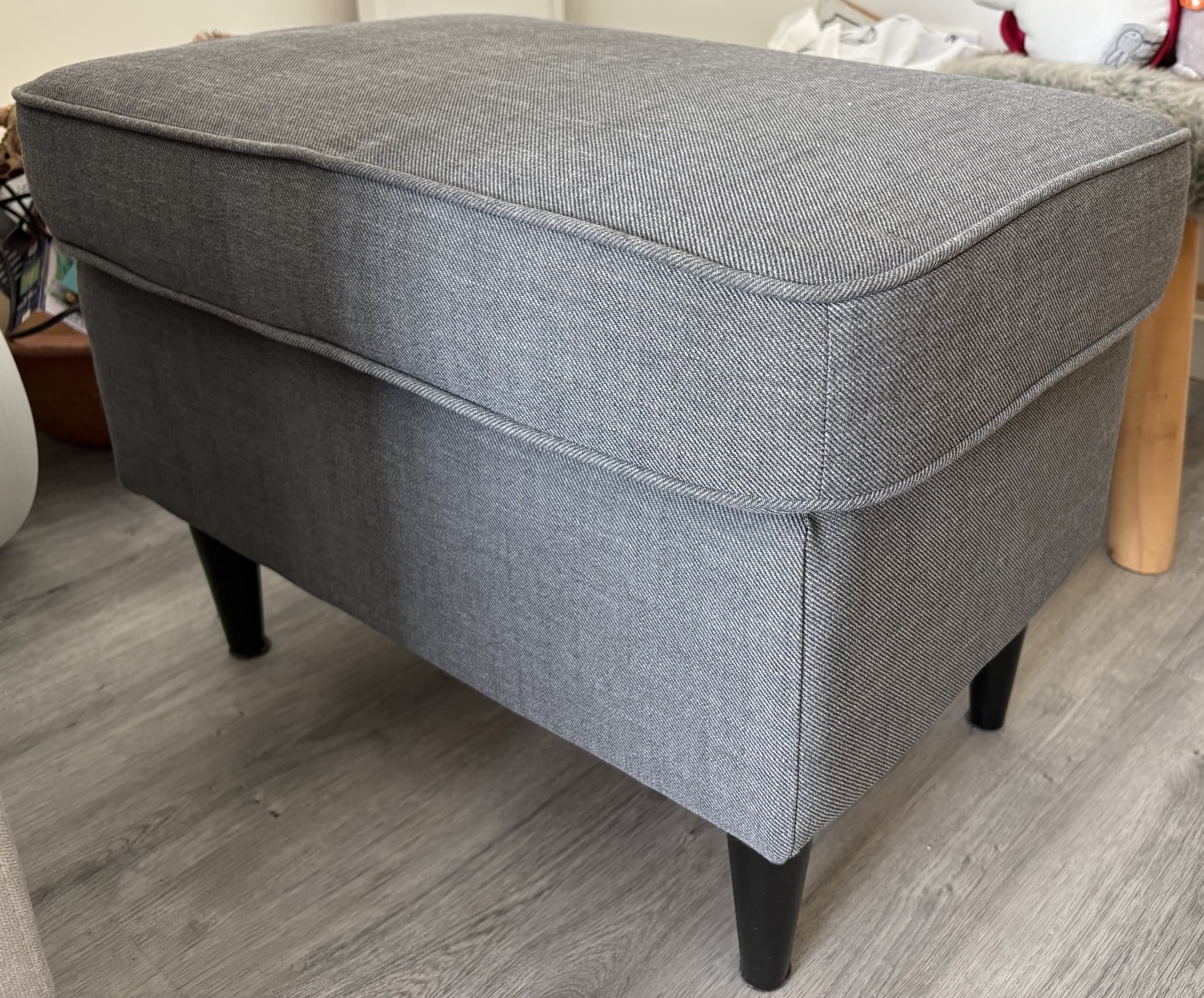 STRANDMON footstool with storage, Nordvalla dark grey