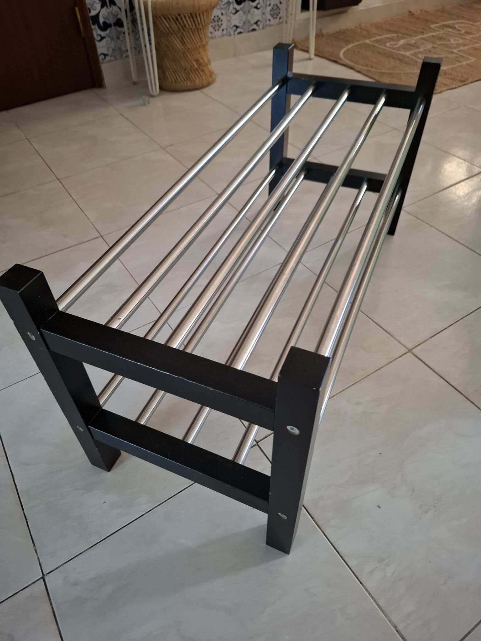 TJUSIG shoe rack, black, 79x32x37 cm