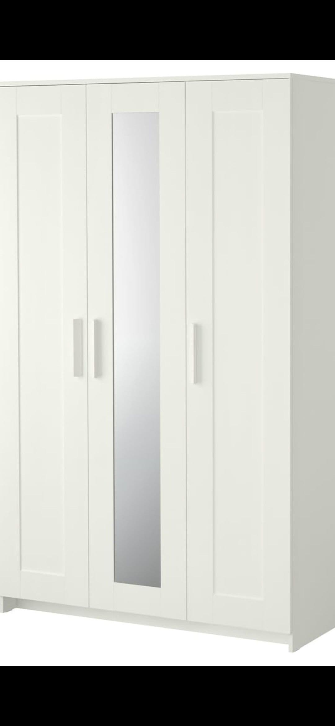 BRIMNES Wardrobe with 3 doors, white, 117x190 cm