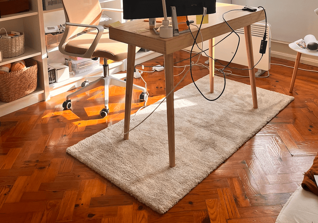 STOENSE Rug, low pile, off-white, Length: 150 cm