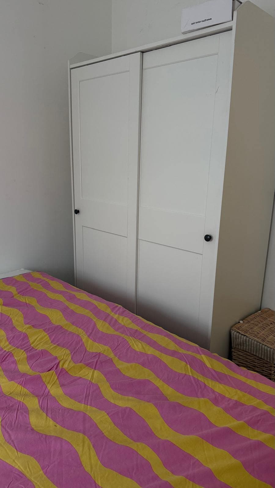 HAUGA roupeiro c/portas deslizantes, branco, 118x55x199 cm