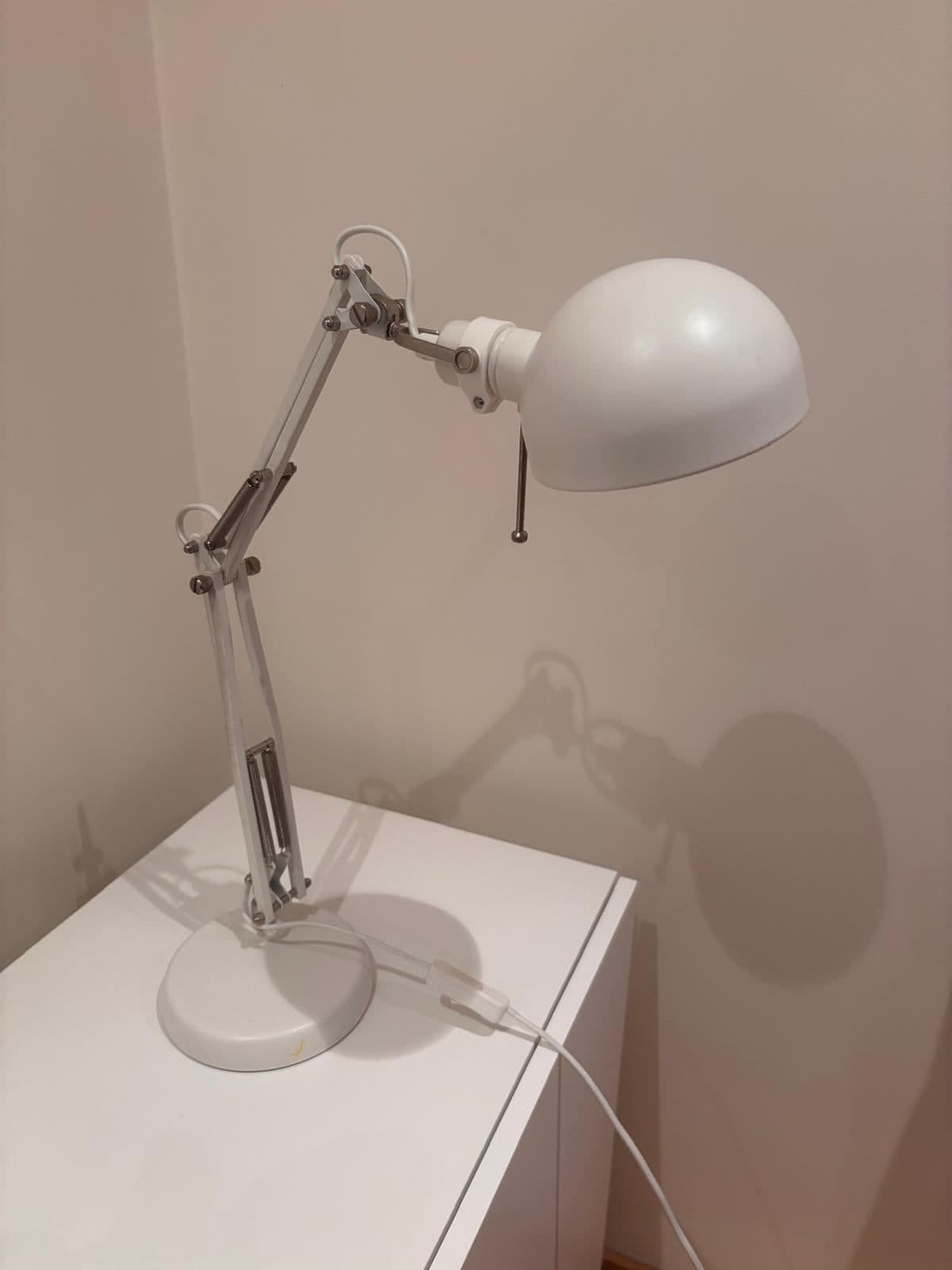 FORSÅ Candeeiro de secretária, branco,  Diâmetro da base: 15 cm