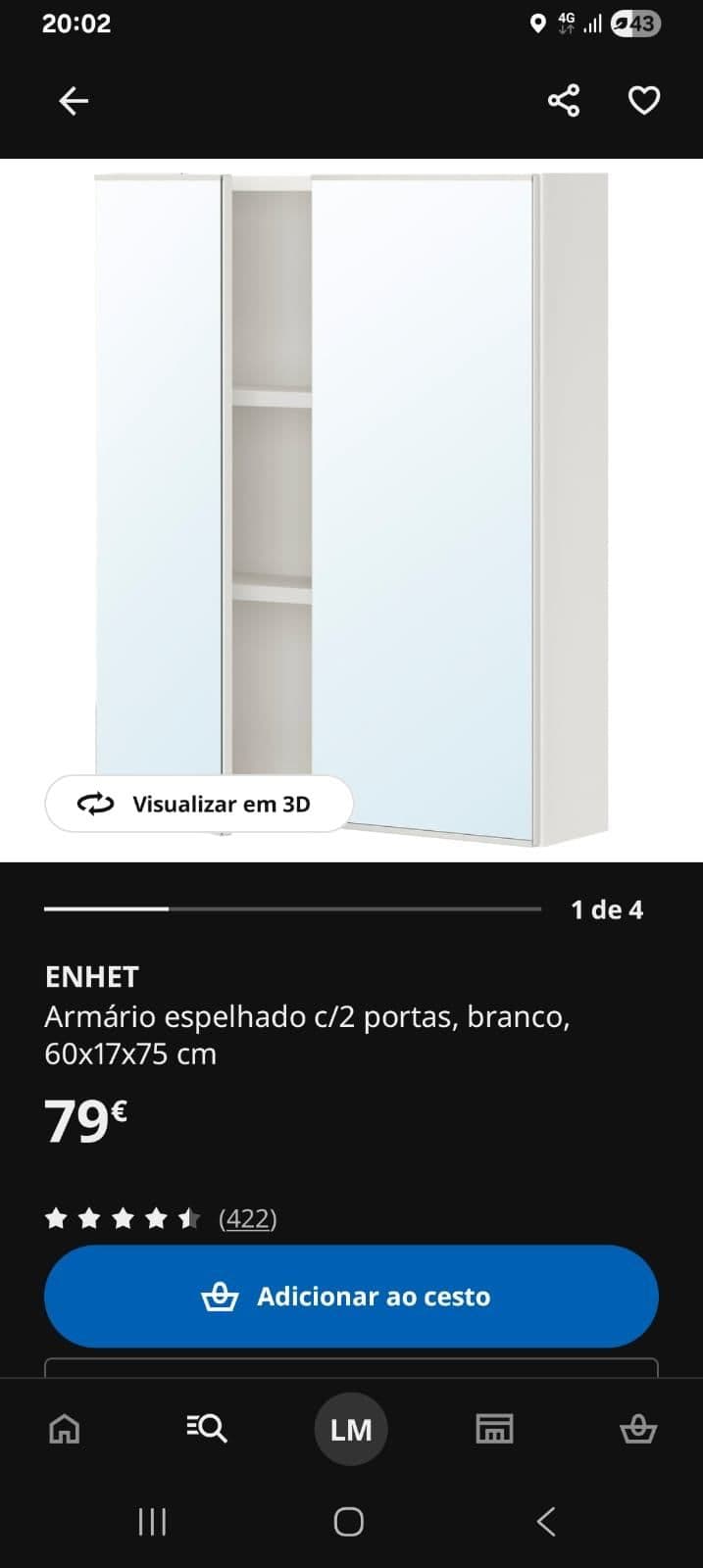 TREASJÖN mirror cab 2 door/built-in lighting, 80x17x75 cm