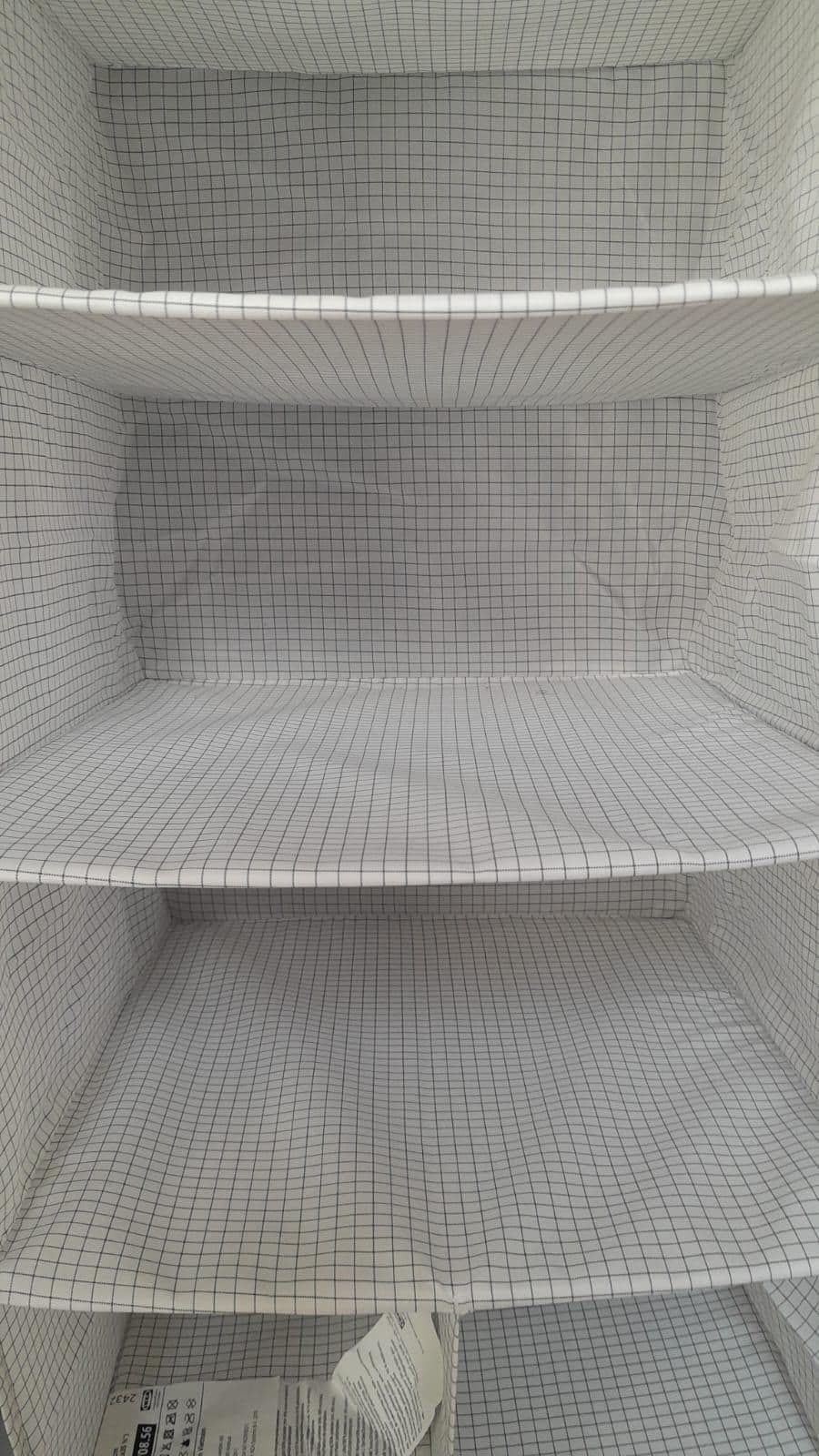 STUK hanging storage with 7 compartments, white/black, 30x30x90 cm