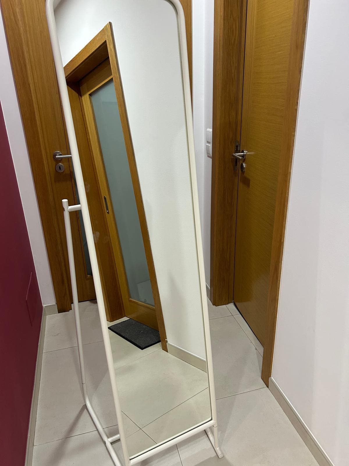 KNAPPER standing mirror, white, 48x160 cm