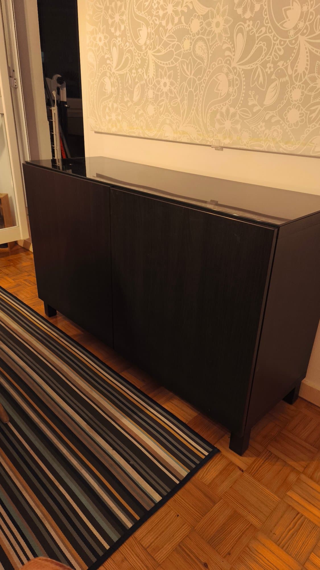 BESTÅ - APARADOR storage combination with doors, black-brown/Laxviken black