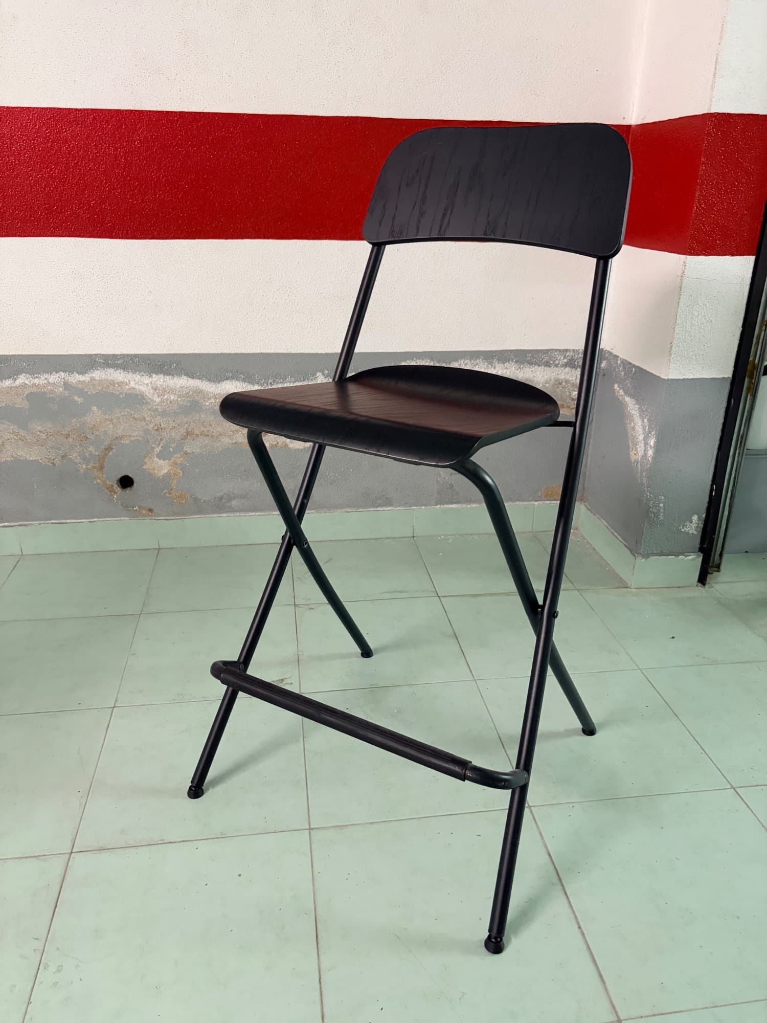 FRANKLIN Bar stool with backrest, foldable, black, black, Tested for: 110 kg. Add to Wishlist!