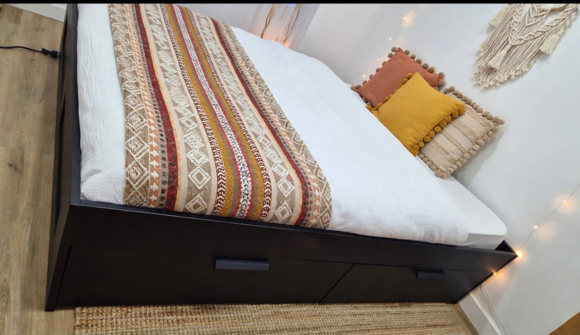 BRIMNES estrutura cama c/arrumação, preto/Leirsund