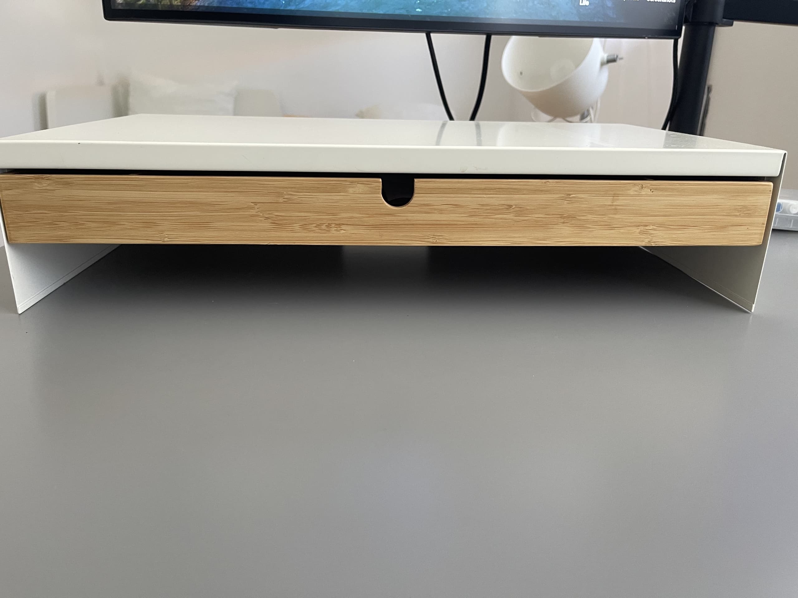 ELLOVEN GAVETAS monitor stand with drawer, white