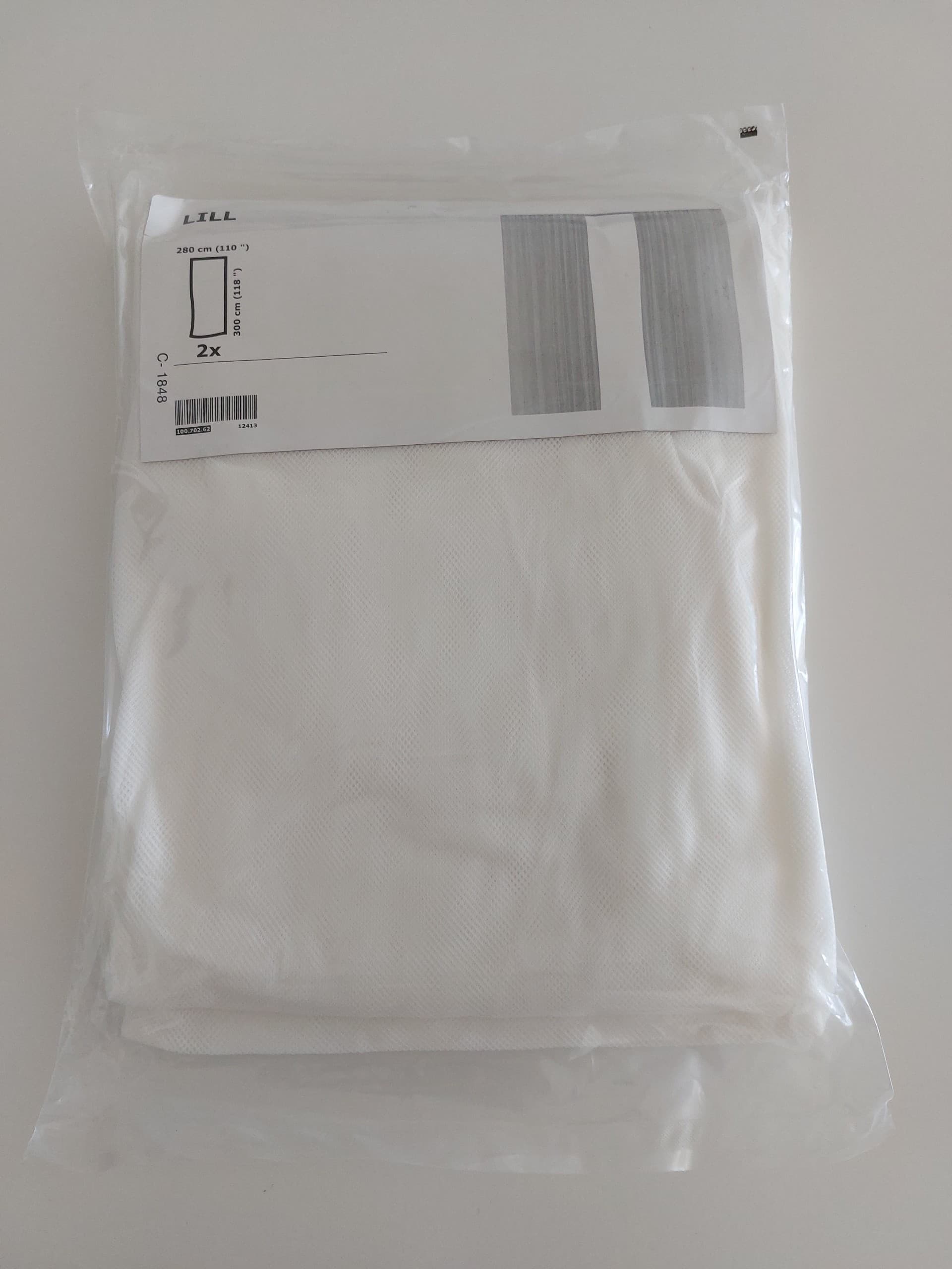 LILL net curtains, 1 pair, white/with rod pocket, 280x300 cm
