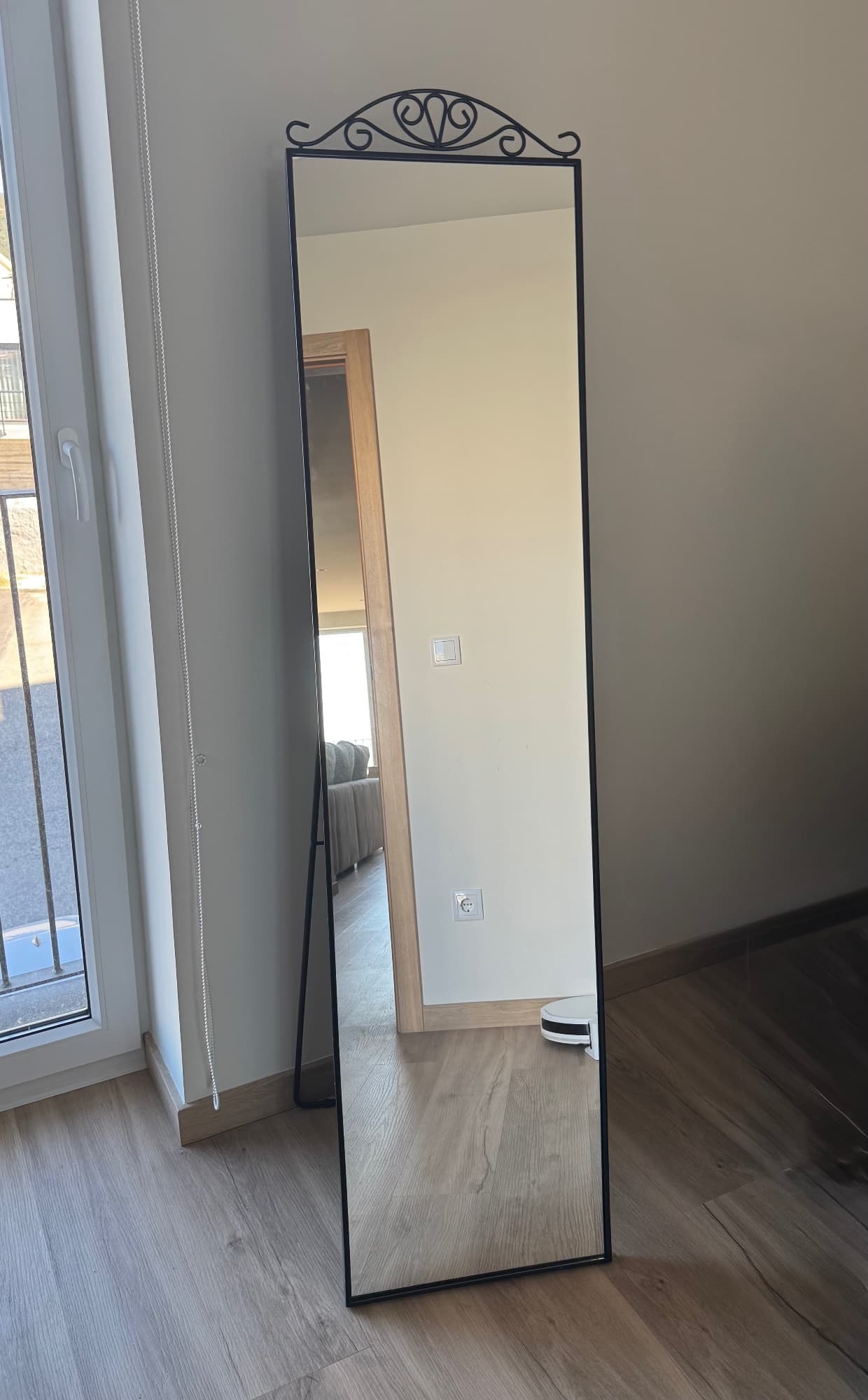 KARMSUND Standing mirror, black, 40x167 cm