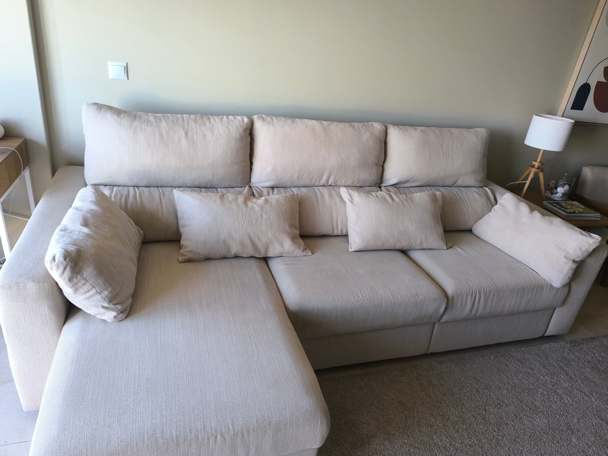 SOFA ESKILSTUNA BEGE 3-seat sofa, with chaise longue/Hillared beige