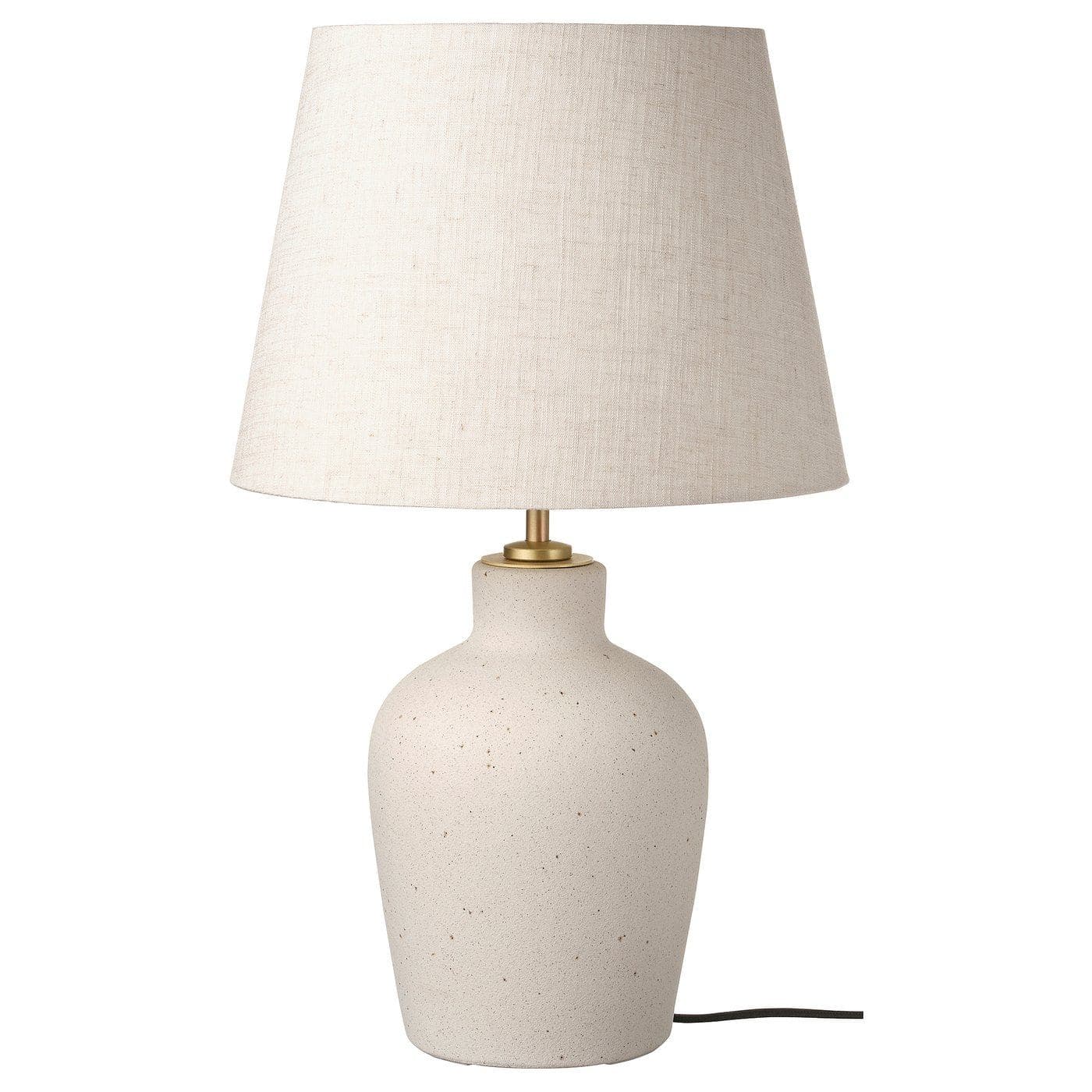 2 BLIDVÄDER table lamp, off-white ceramic/beige, 50 cm