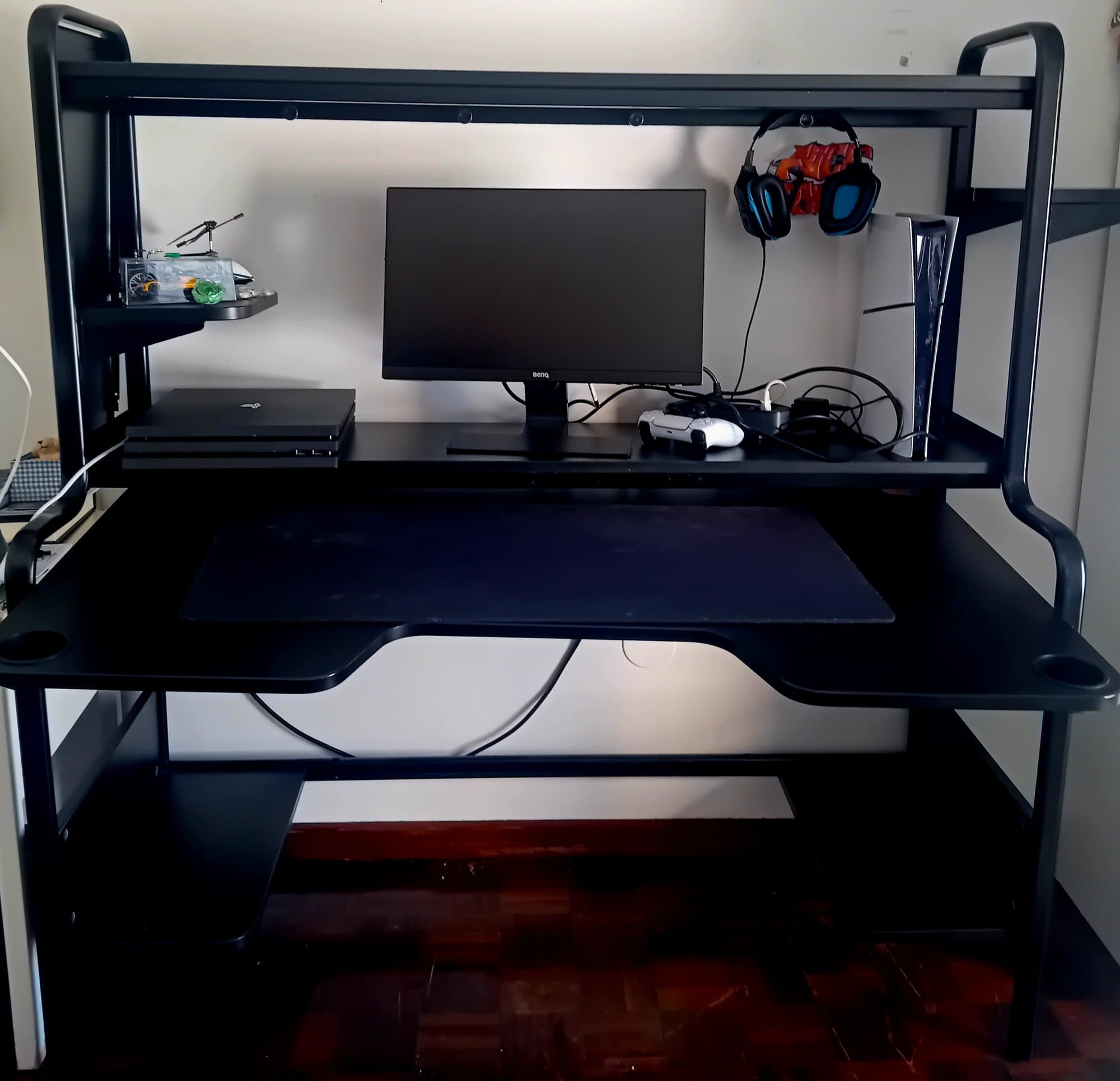 FREDDE gaming desk, black, 140/185x74x146 cm