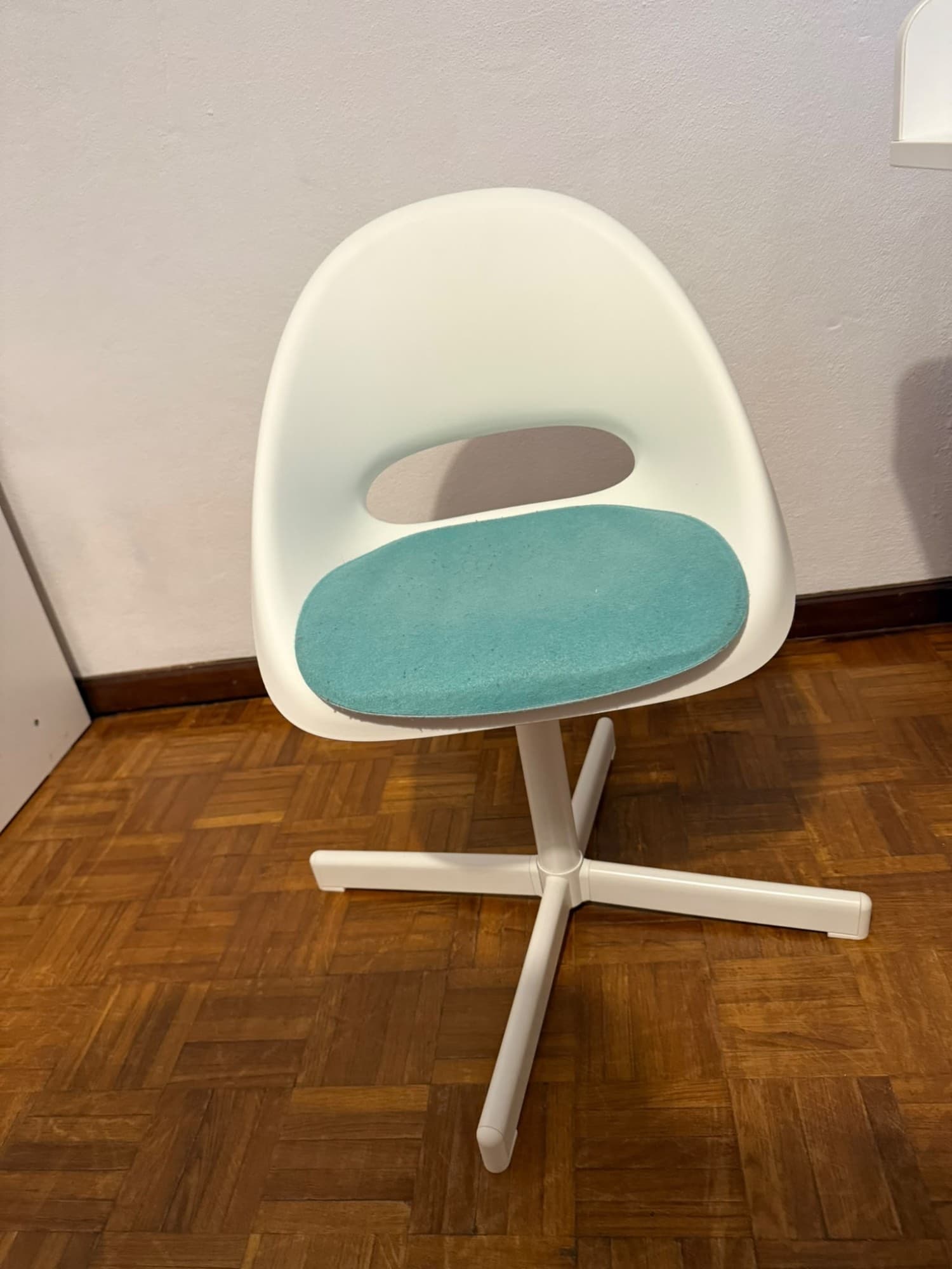 LOBERGET / SIBBEN children’s desk chair with pad, white/turquoise